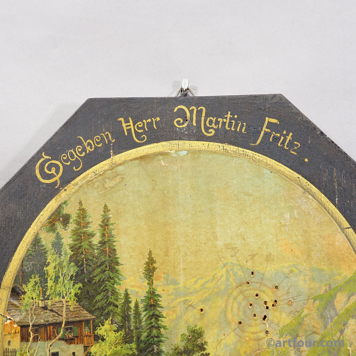 Antique Honor Target Landscape with Lake and Mountains, Germany 1925