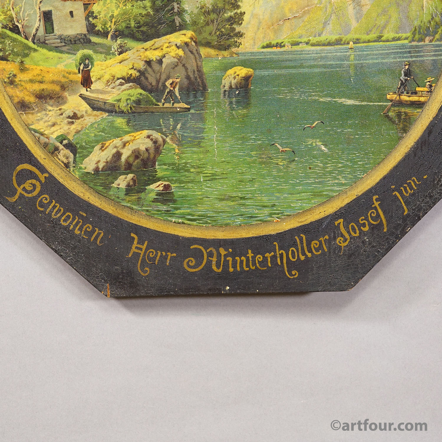 Antique Honor Target Landscape with Lake and Mountains, Germany 1925