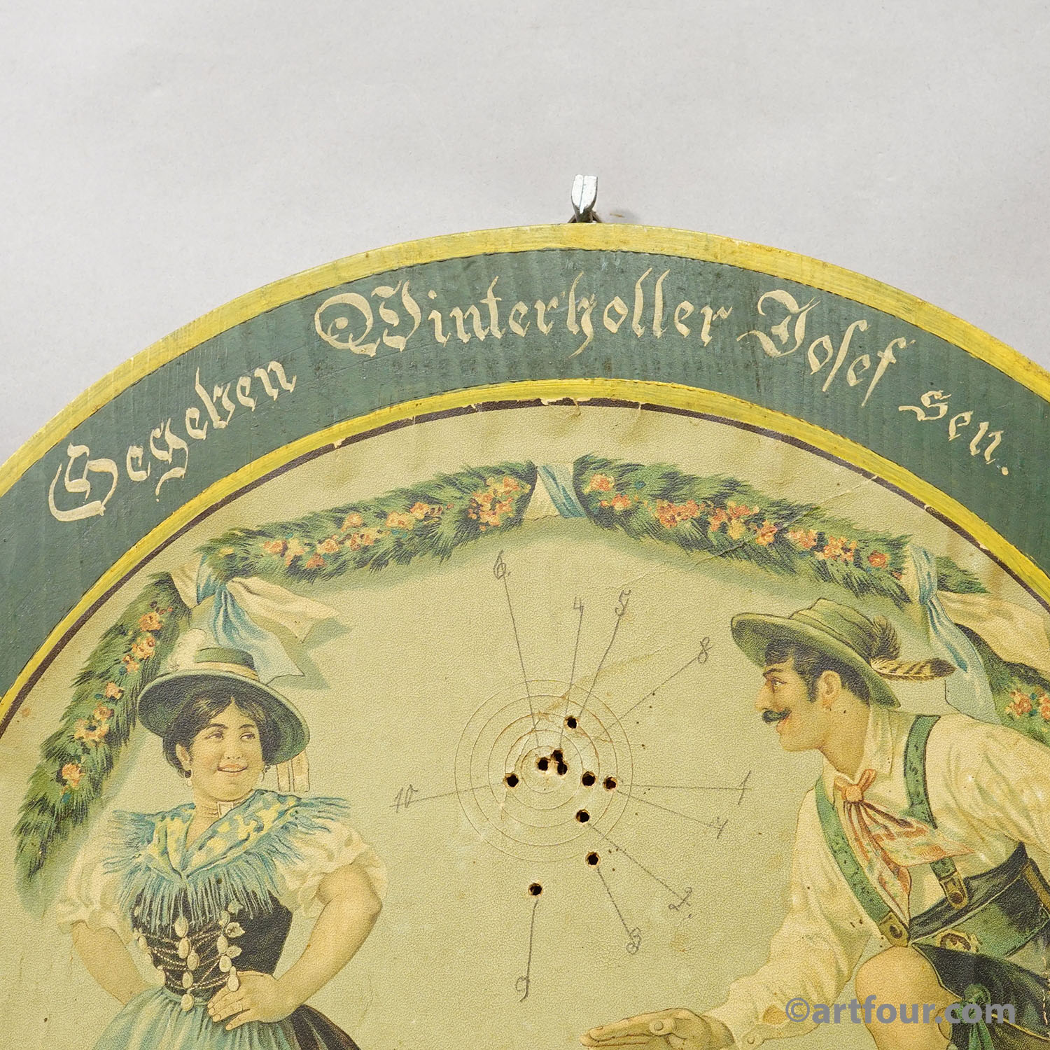 Antique Honor Target with Bavarian Dancing Couple, Germany 1930