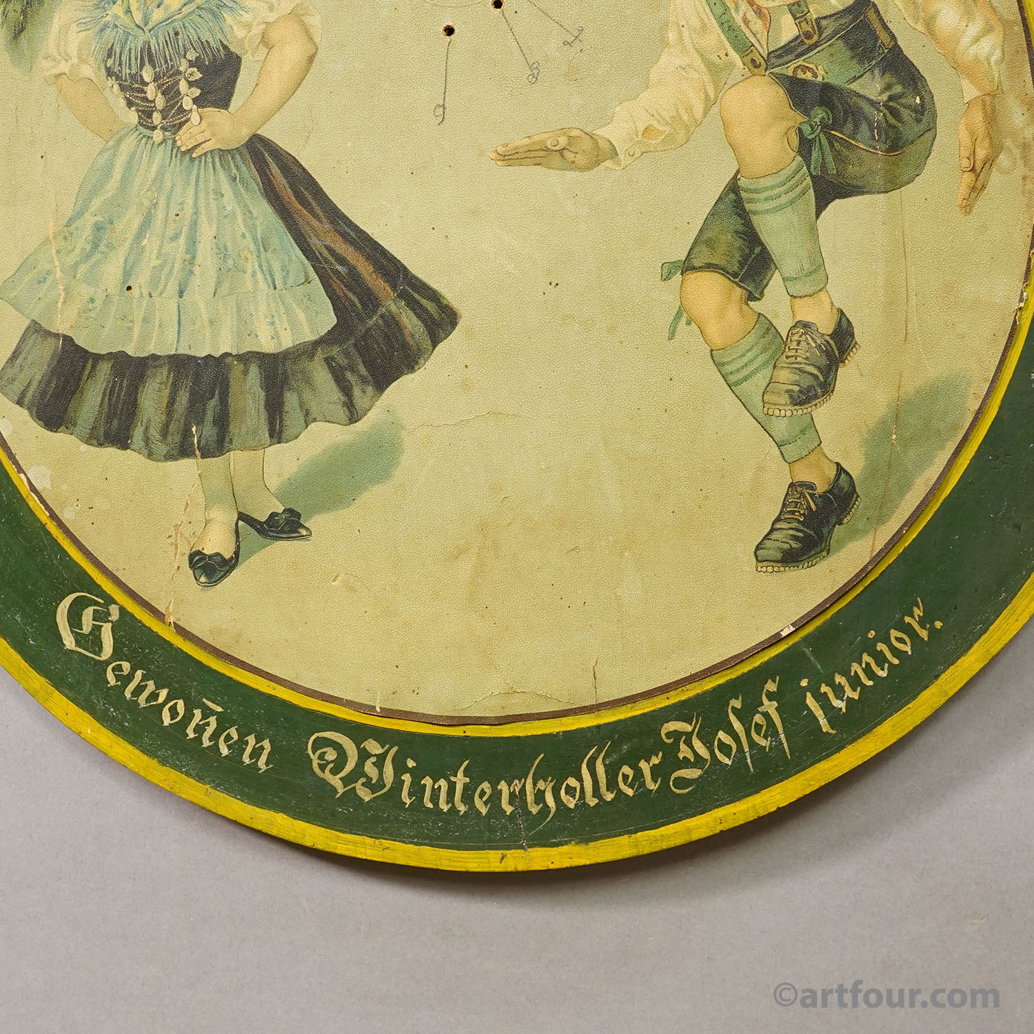 Antique Honor Target with Bavarian Dancing Couple, Germany 1930