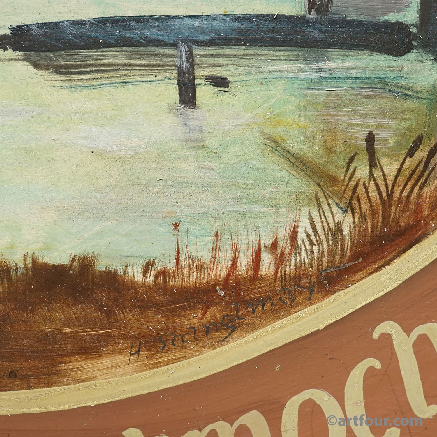 Vintage Honor Shooting Target with Landscape and Lake Painting, Germany 1951
