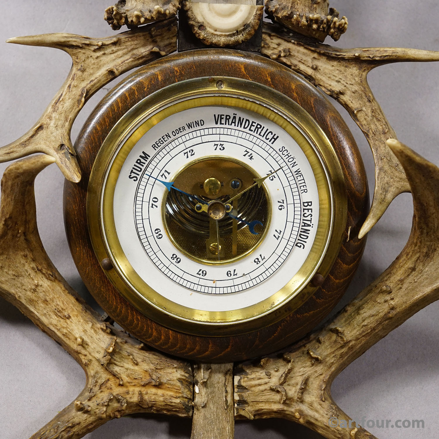 Vintage Rustic Weather Station with Antlers