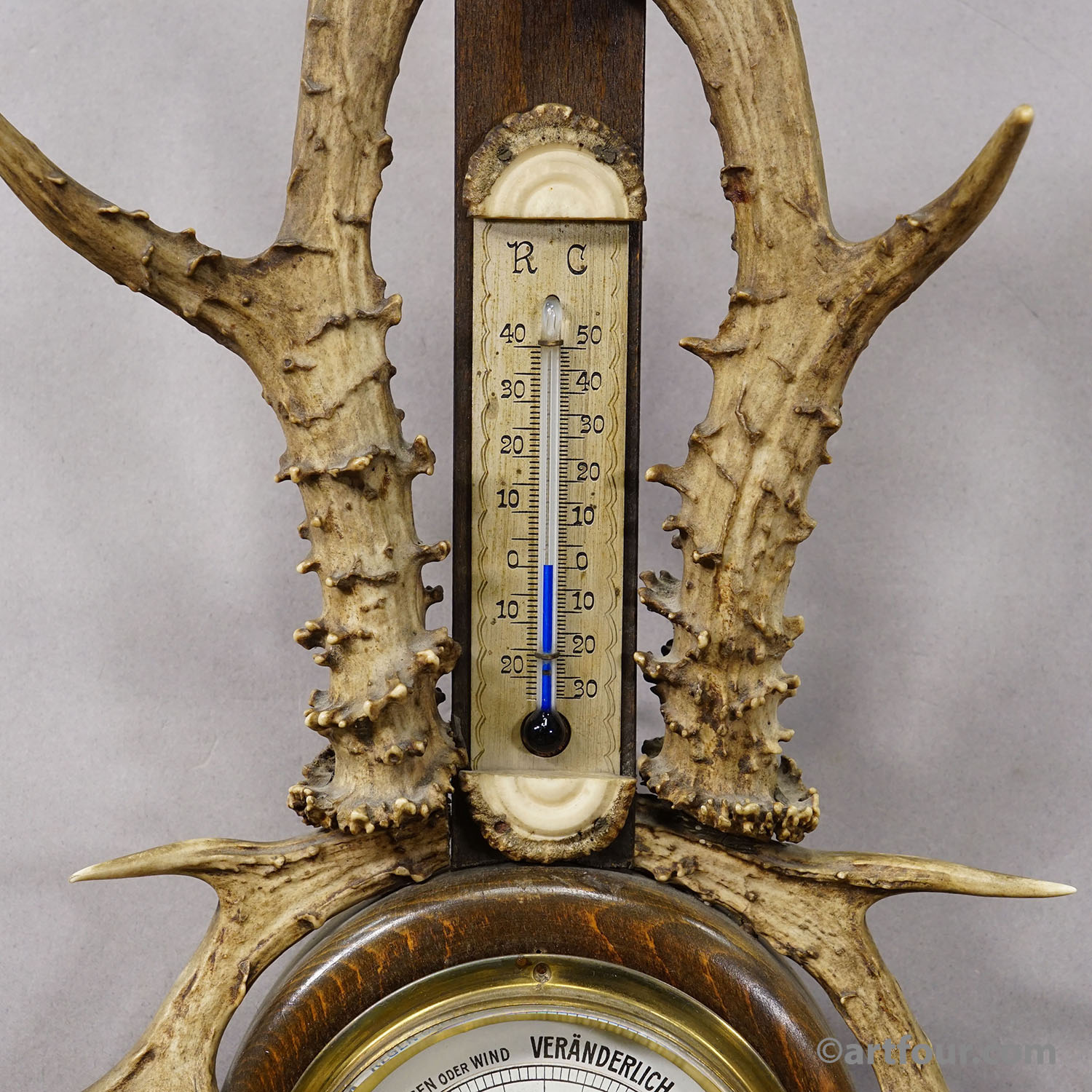Vintage Rustic Weather Station with Antlers