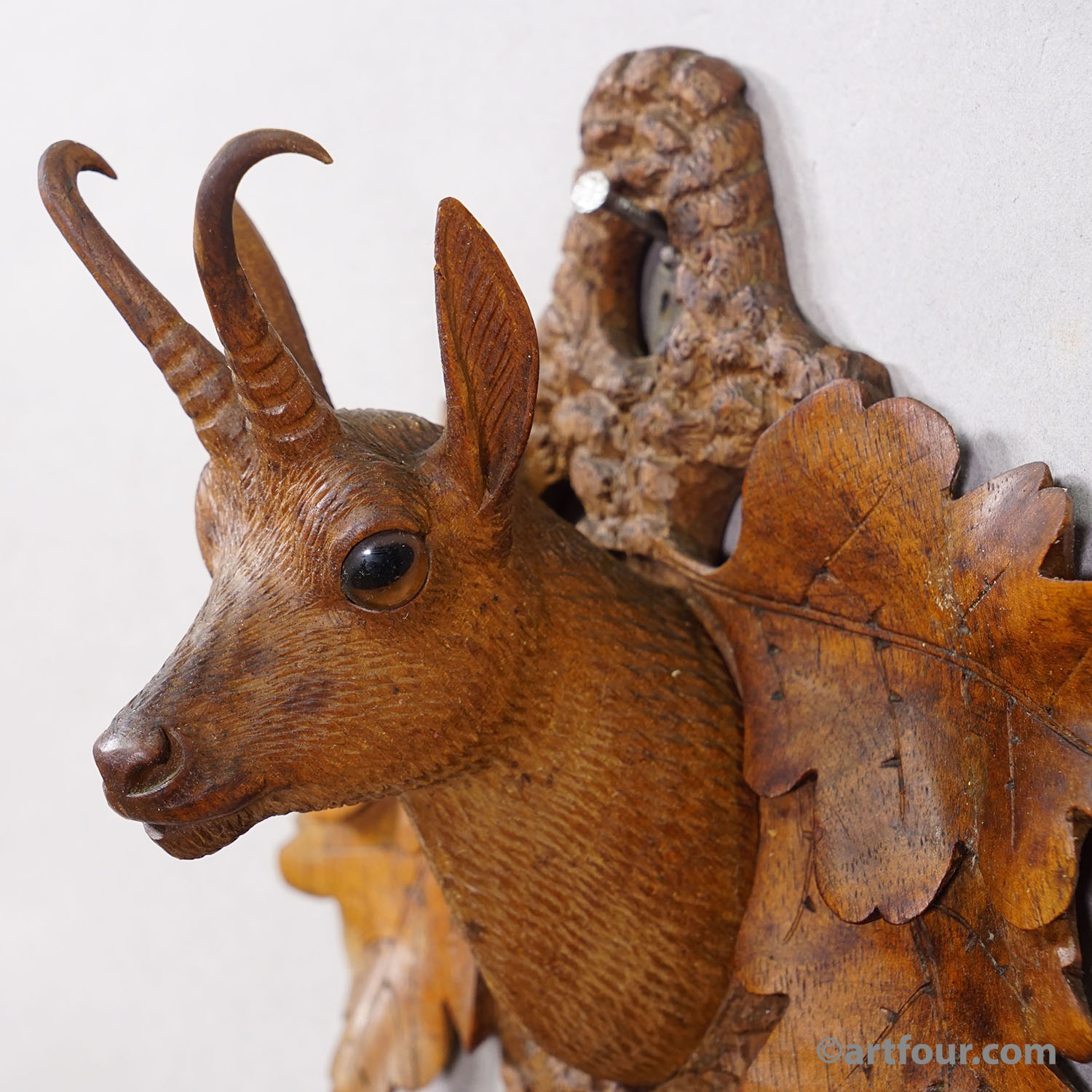 Black Forest Rustic Carved Wooden Chamois Wall Hook