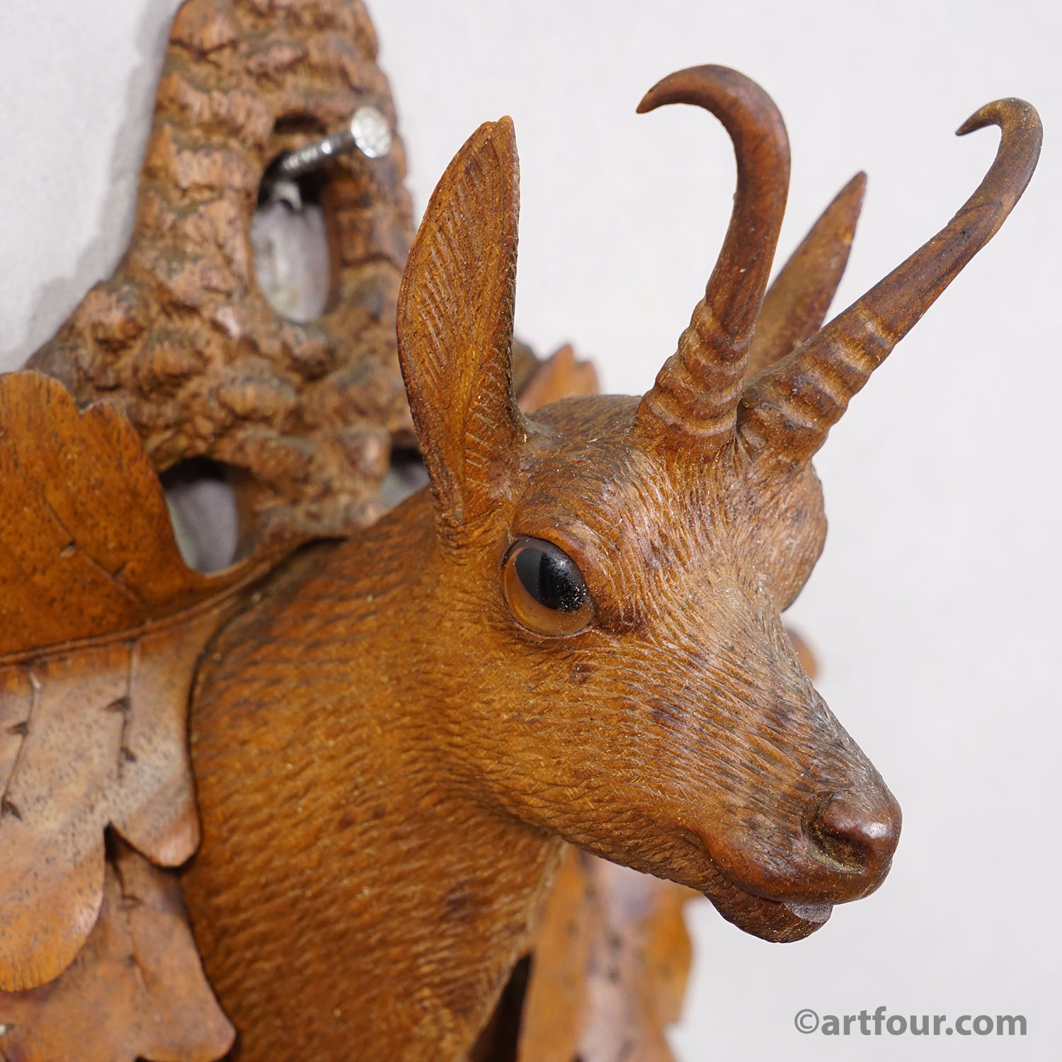 Black Forest Rustic Carved Wooden Chamois Wall Hook