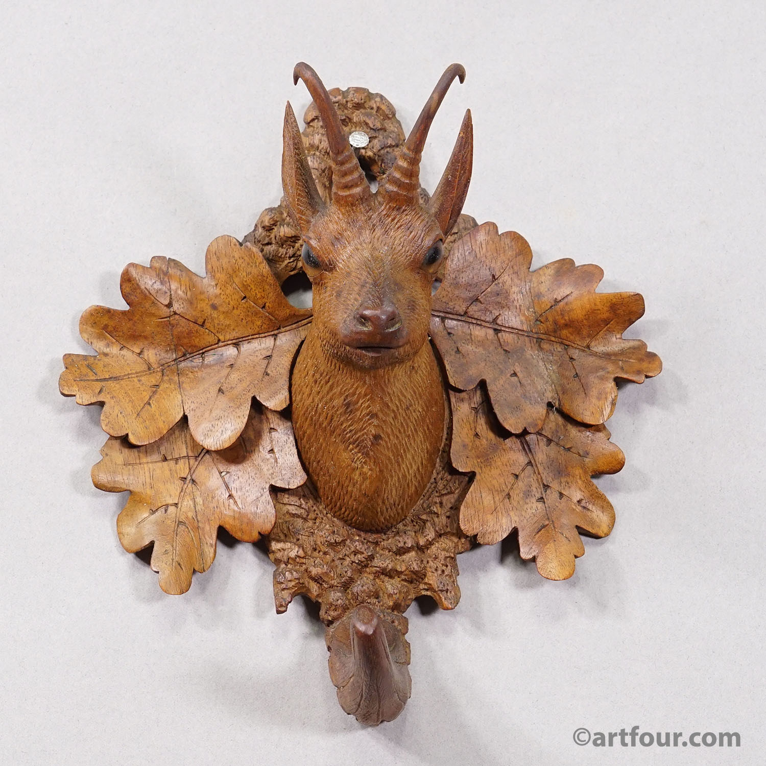 Black Forest Rustic Carved Wooden Chamois Wall Hook