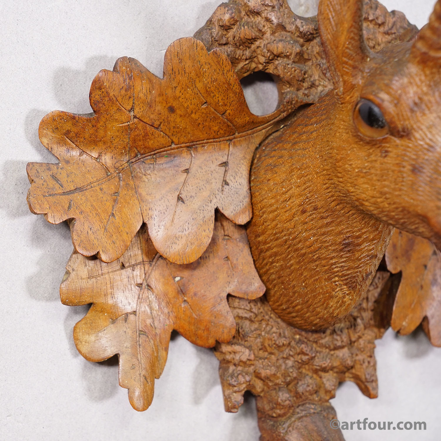 Black Forest Rustic Carved Wooden Chamois Wall Hook