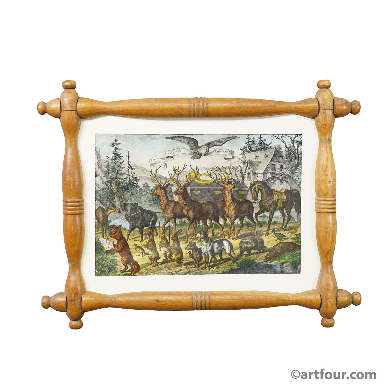 Antique Print 'The Hunters Funeral', Germany late 19th century
