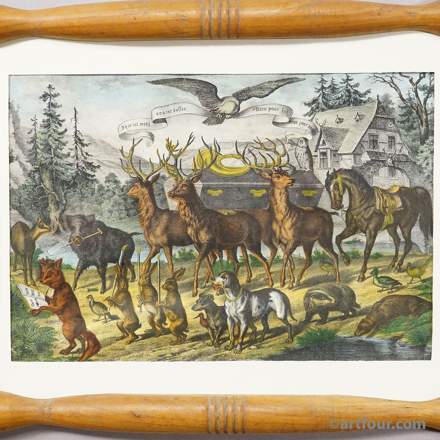 Antique Print 'The Hunters Funeral', Germany late 19th century