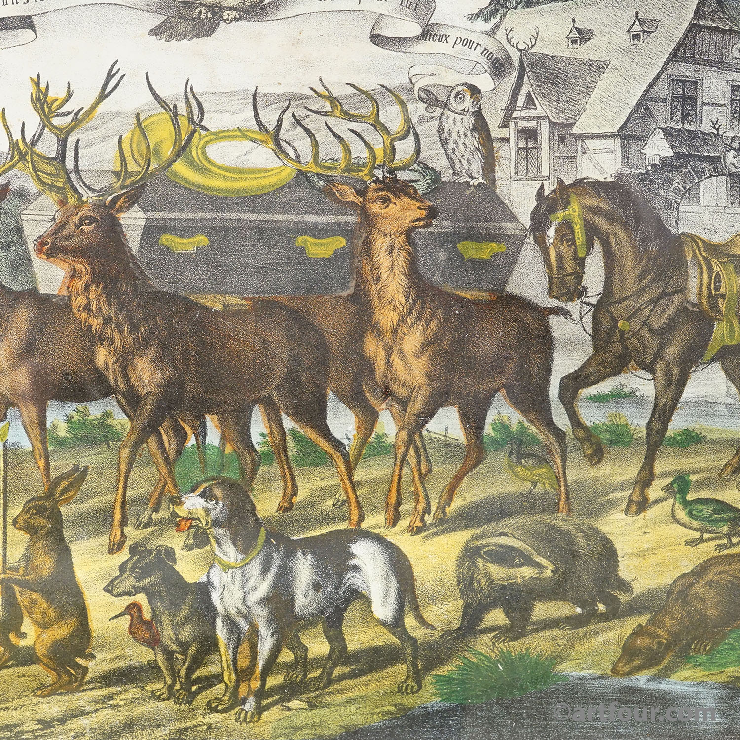 Antique Print 'The Hunters Funeral', Germany late 19th century