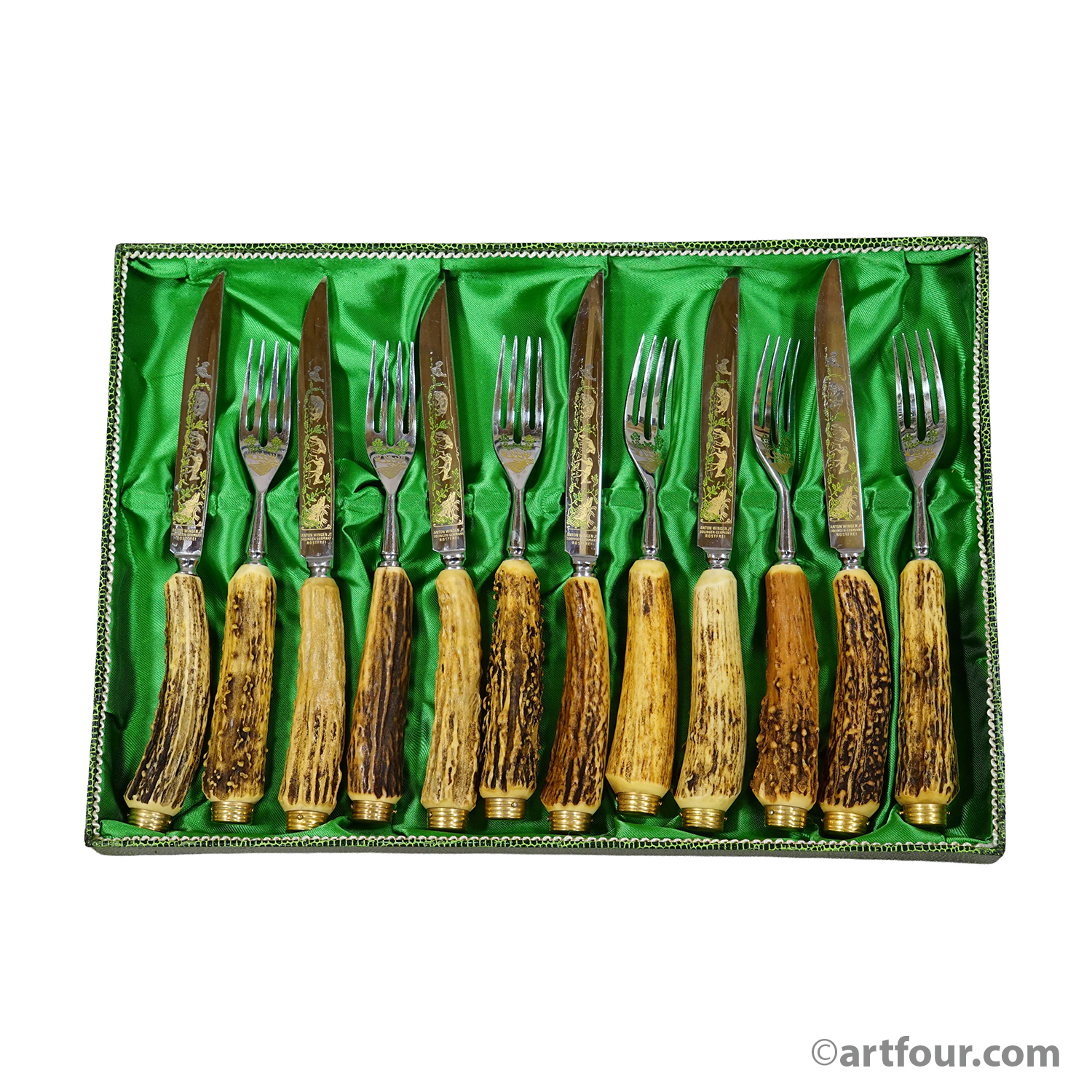 Vintage Stainless Steel and Horn Cutlery Set 'Othello' by Anton Wingen, 1950s