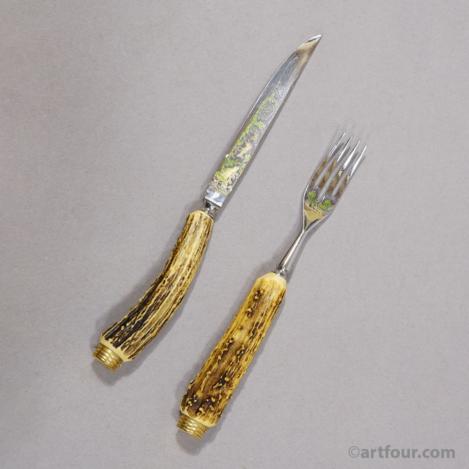 Vintage Stainless Steel and Horn Cutlery Set 'Othello' by Anton Wingen, 1950s