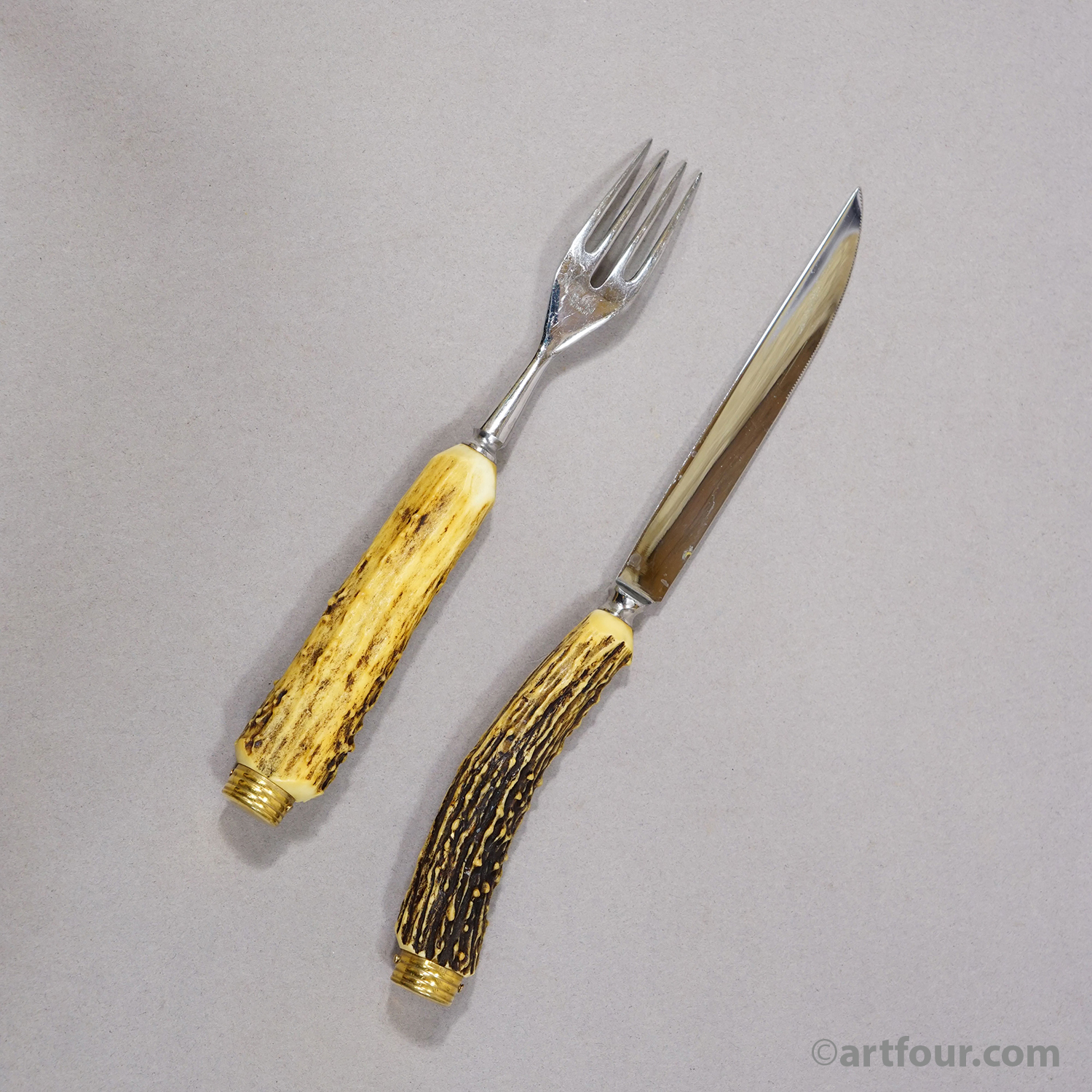 Vintage Stainless Steel and Horn Cutlery Set 'Othello' by Anton Wingen, 1950s