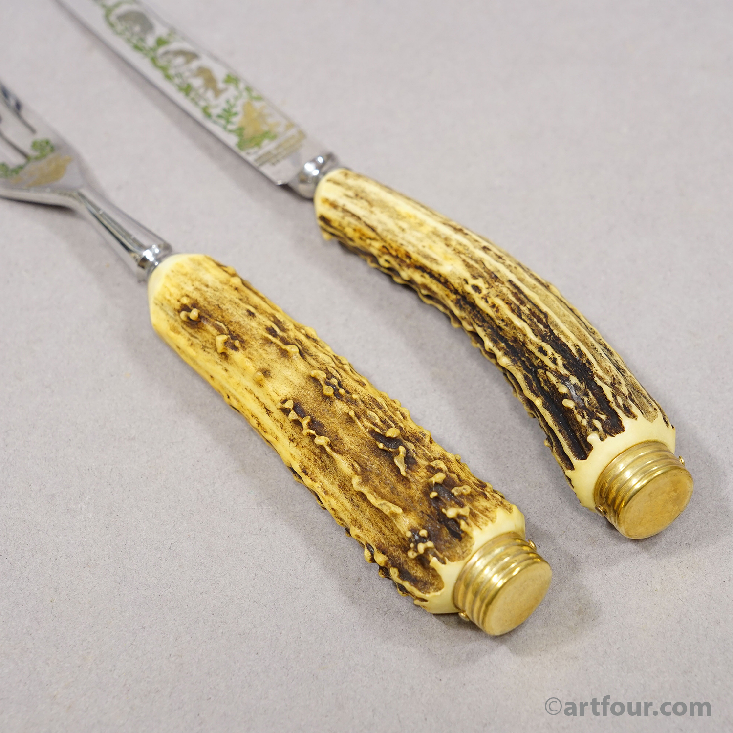 Vintage Stainless Steel and Horn Cutlery Set 'Othello' by Anton Wingen, 1950s