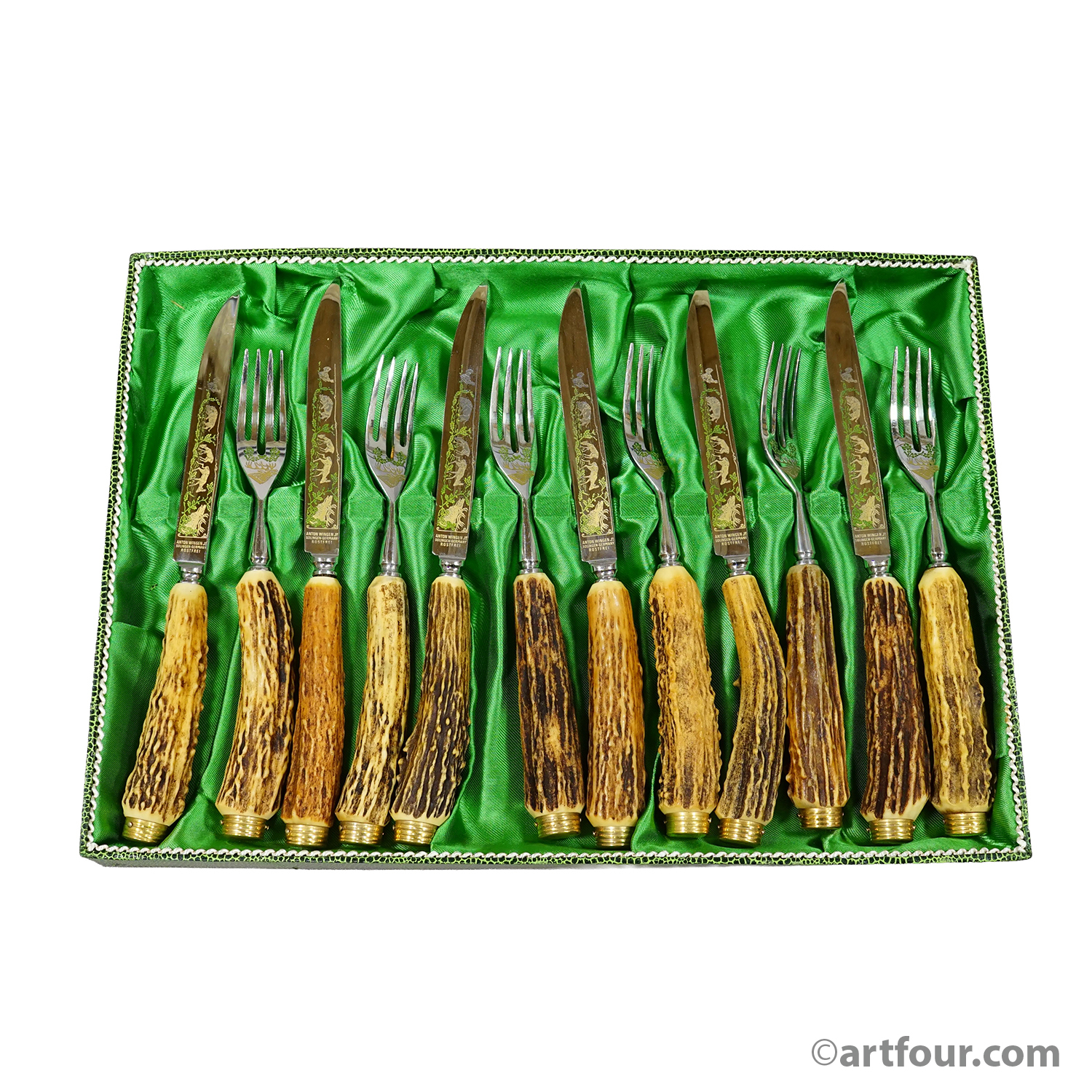 Vintage Stainless Steel and Horn Cutlery Set 'Othello' by Anton Wingen, 1950s