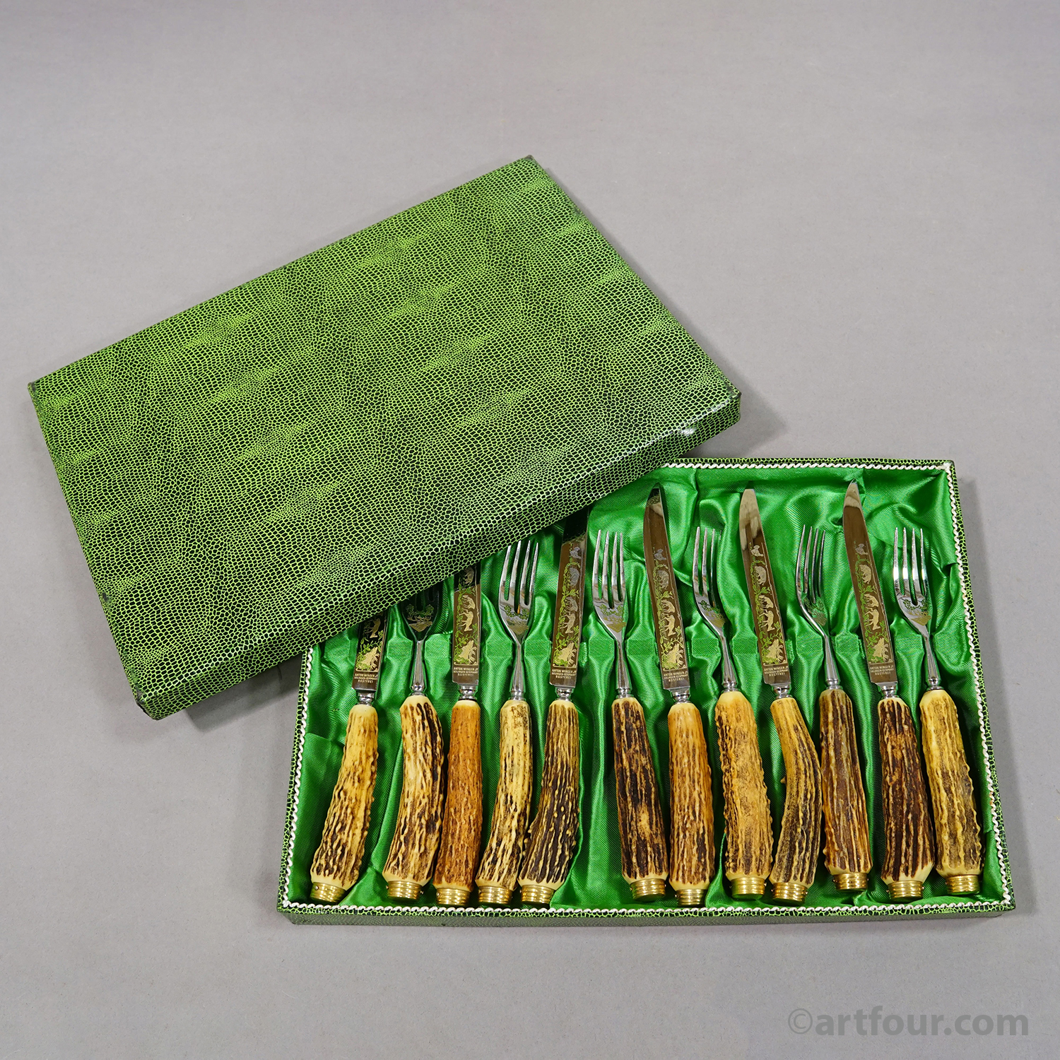 Vintage Stainless Steel and Horn Cutlery Set 'Othello' by Anton Wingen, 1950s