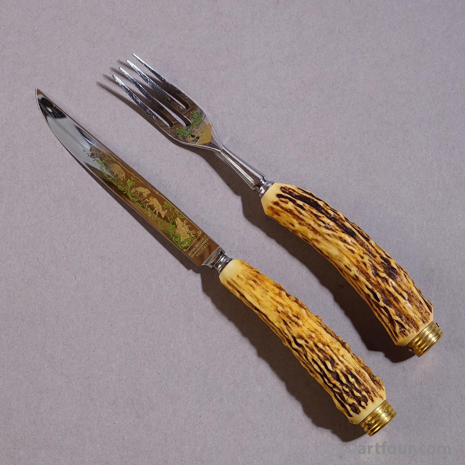 Vintage Stainless Steel and Horn Cutlery Set 'Othello' by Anton Wingen, 1950s