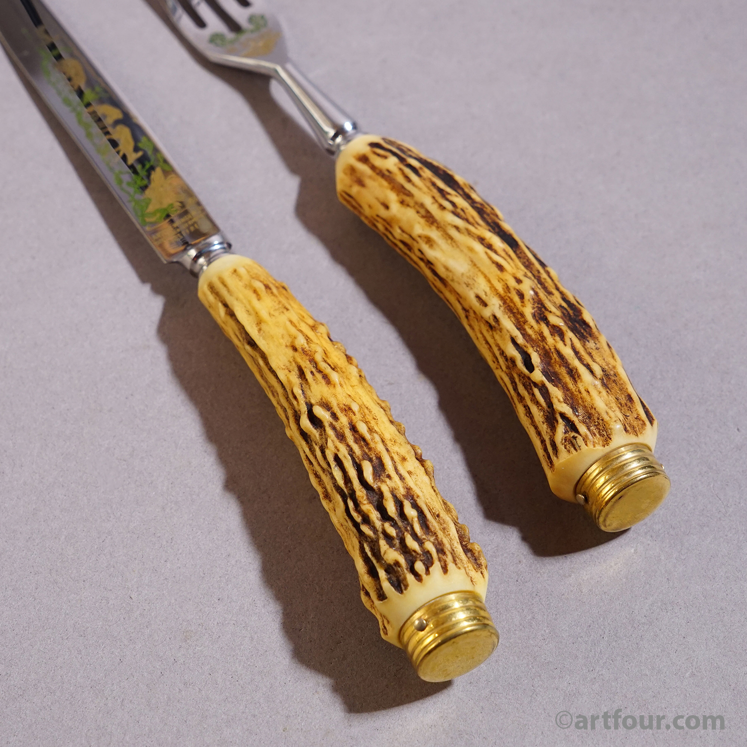 Vintage Stainless Steel and Horn Cutlery Set 'Othello' by Anton Wingen, 1950s