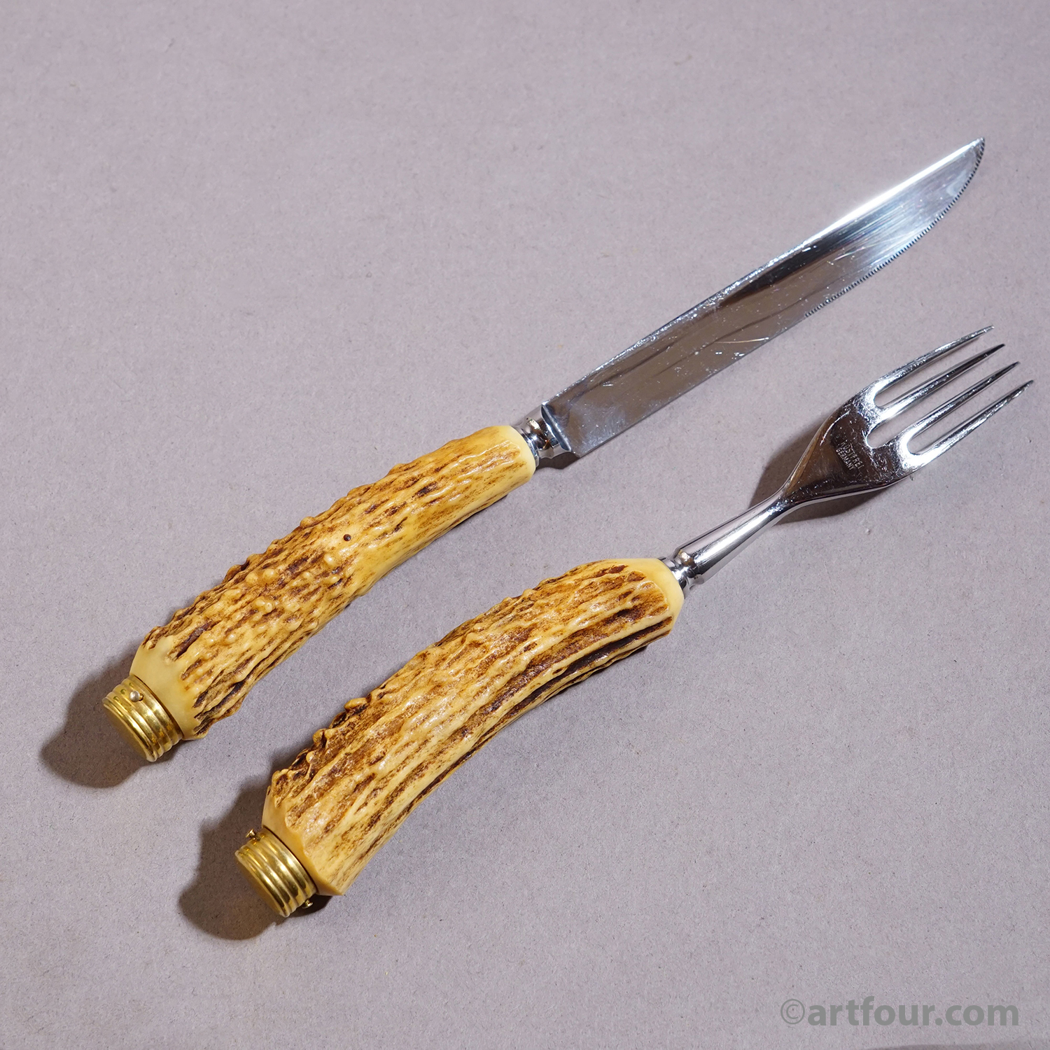 Vintage Stainless Steel and Horn Cutlery Set 'Othello' by Anton Wingen, 1950s