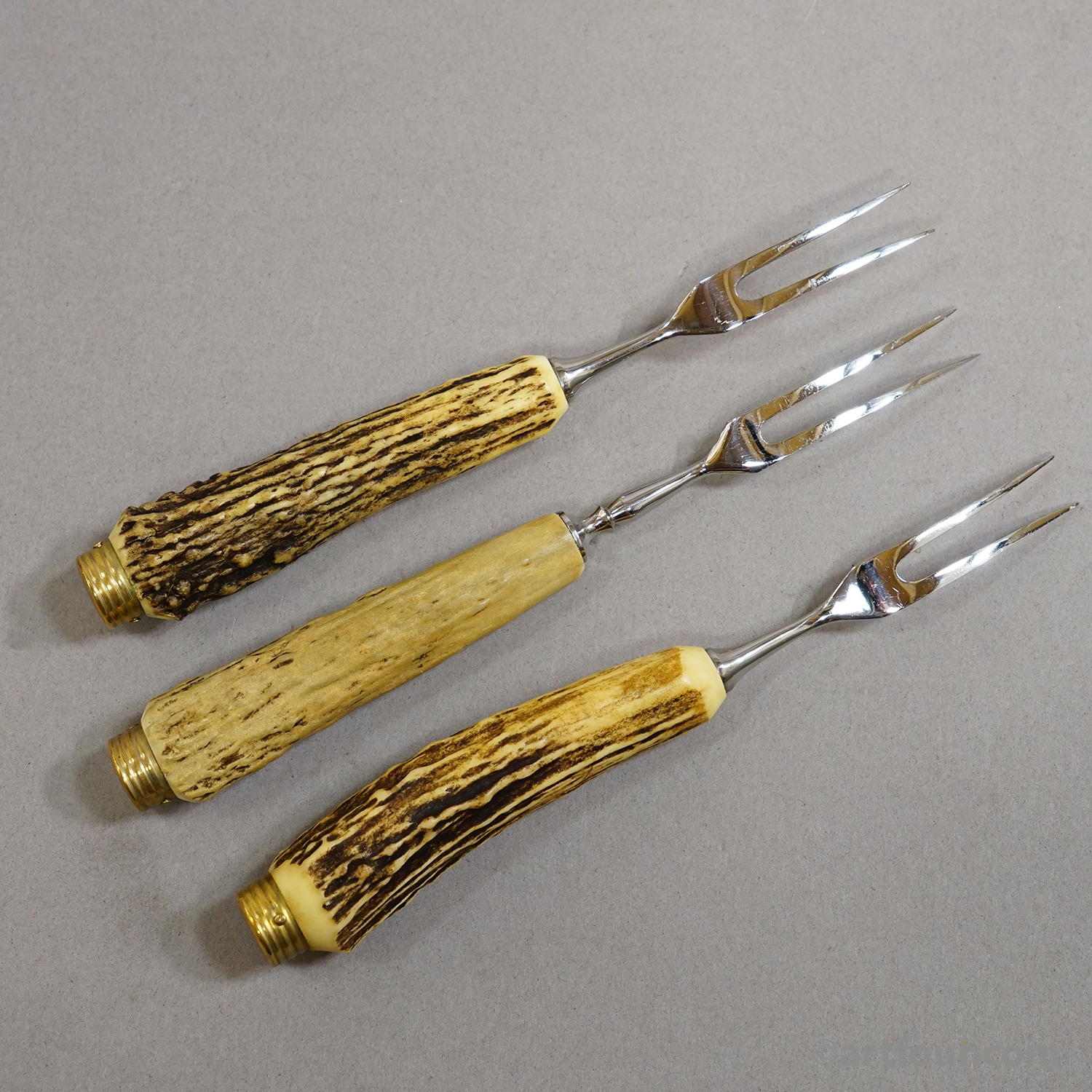 Vintage Stainless Steel and Horn Cutlery Serving Forks, Wingen 1960s