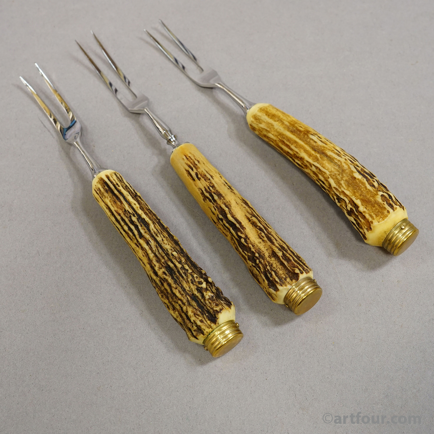 Vintage Stainless Steel and Horn Cutlery Serving Forks, Wingen 1960s