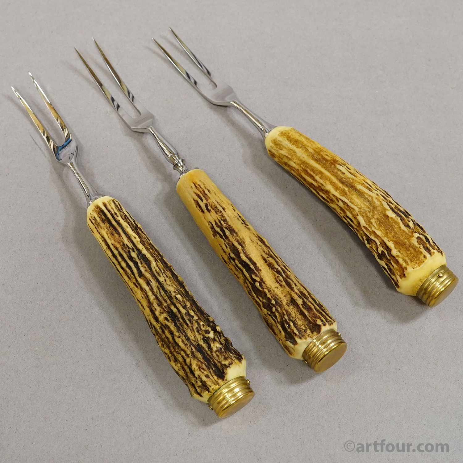 Vintage Stainless Steel and Horn Cutlery Serving Forks, Wingen 1960s