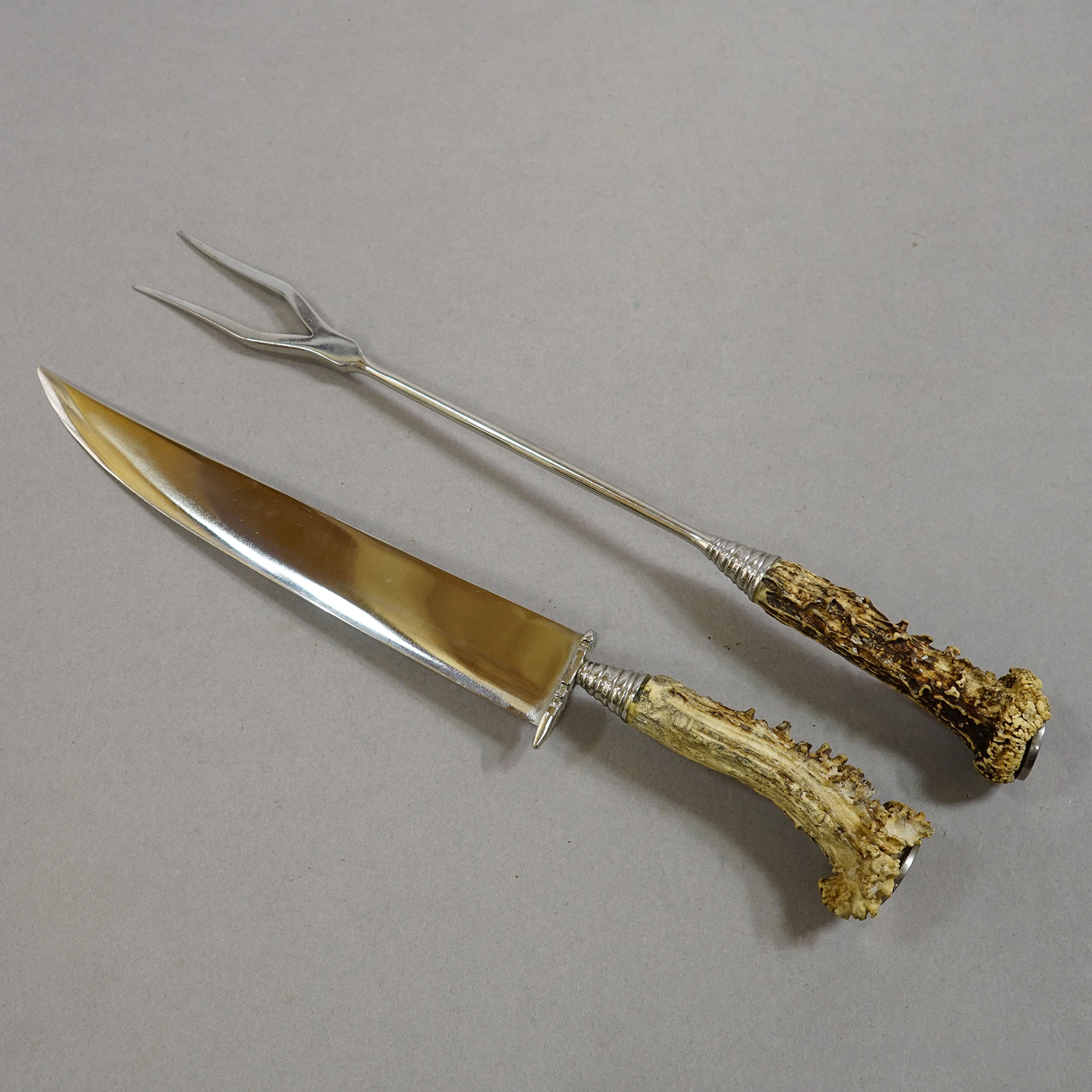 Vintage Stainless Steel and Horn Cutlery Carving Set, Wingen 1960s