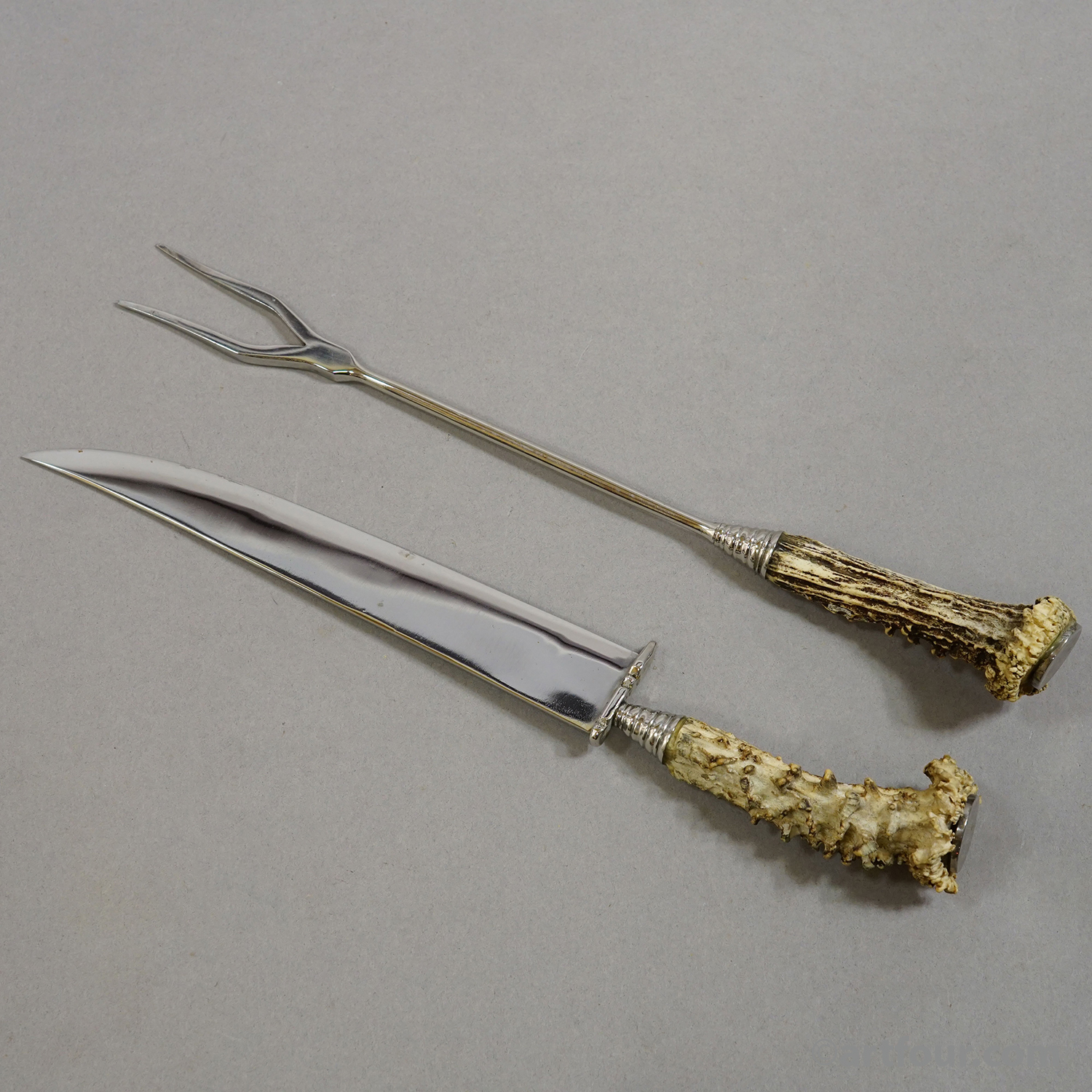 Vintage Stainless Steel and Horn Cutlery Carving Set, Wingen 1960s