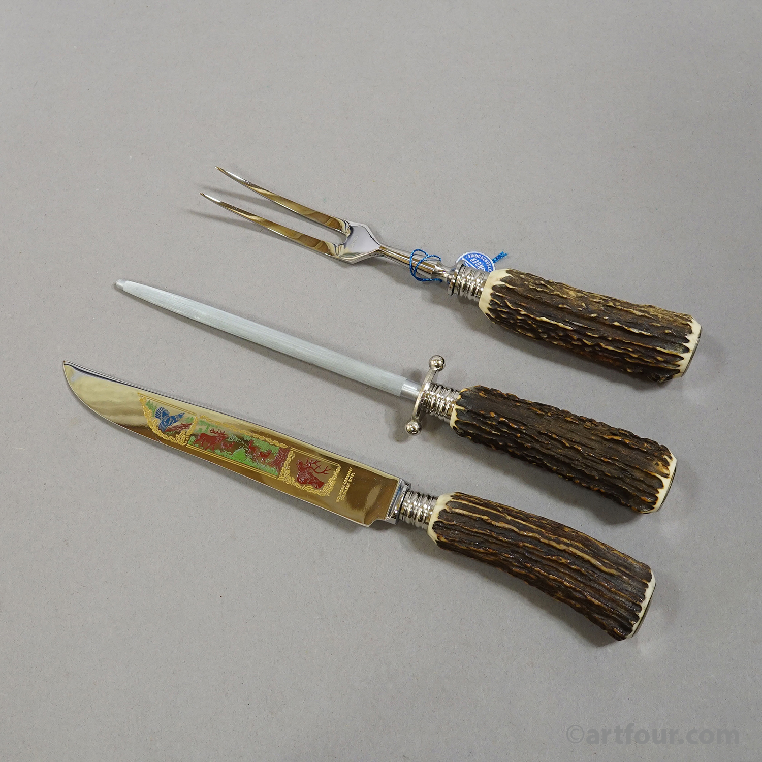 Vintage Stainless Steel and Horn Cutlery Set 'Othello' by Anton Wingen, 1980s