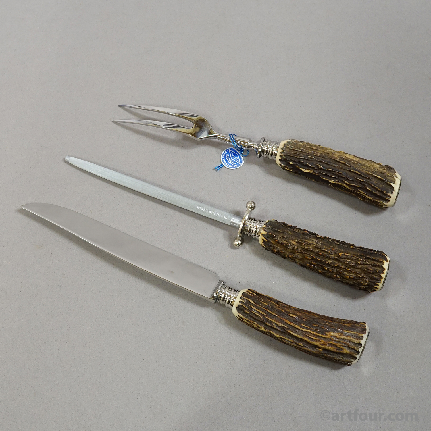Vintage Stainless Steel and Horn Cutlery Set 'Othello' by Anton Wingen, 1980s