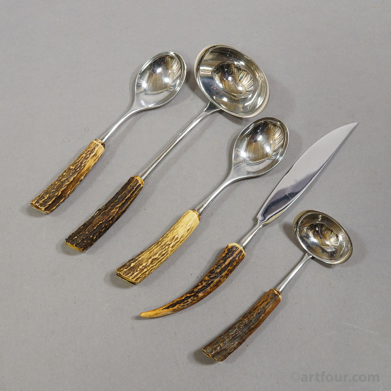 Vintage Stainless Steel and Horn 8-piece Cutlery Set Solingen, 1960s
