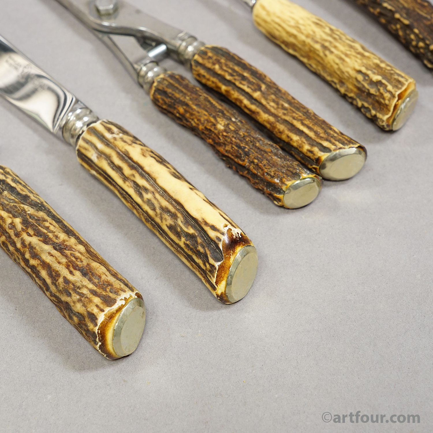 Vintage Stainless Steel and Horn 8-piece Cutlery Set Solingen, 1960s