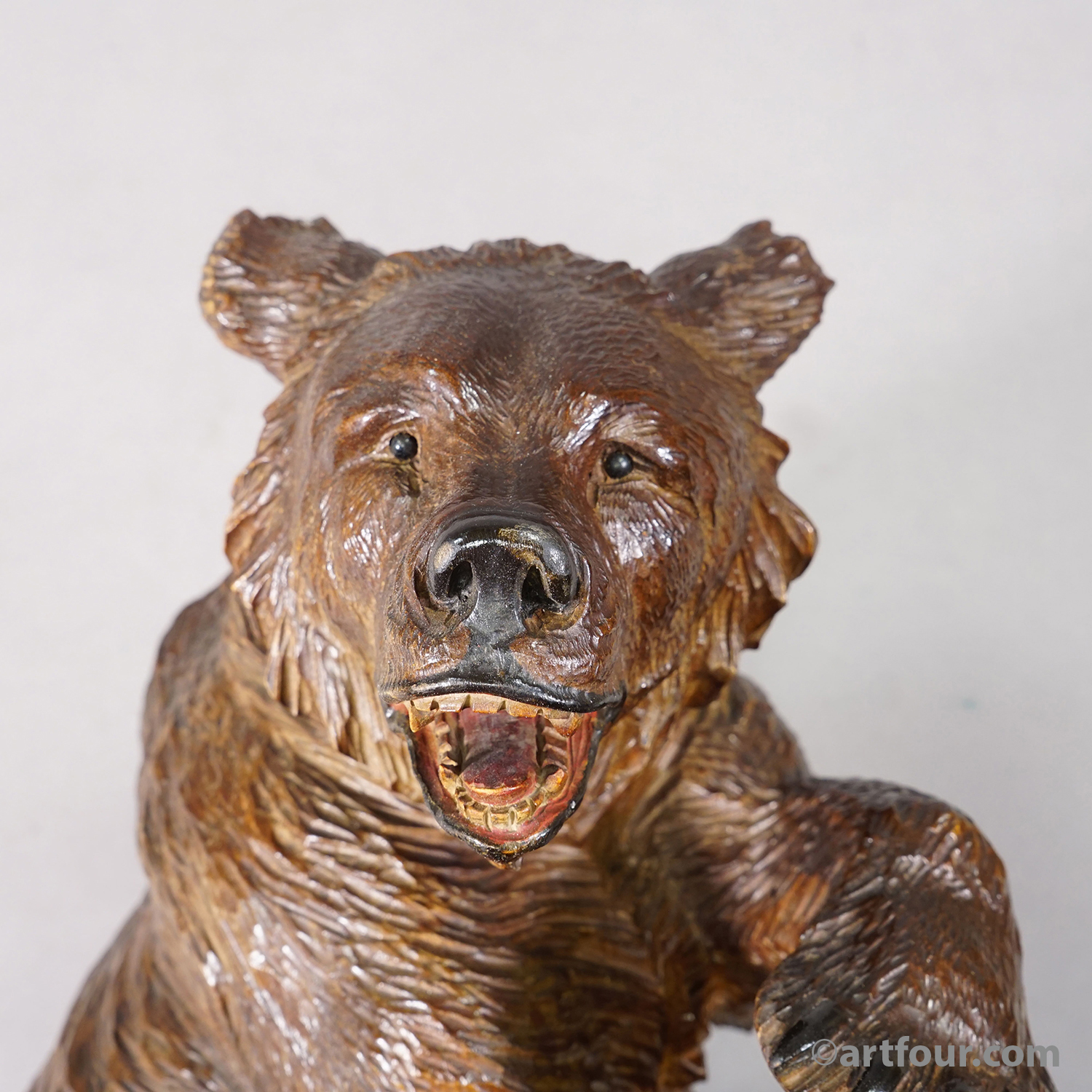 Antique Carved Black Forest Sitting Bear, Brienz Switzerland ca. 1900
