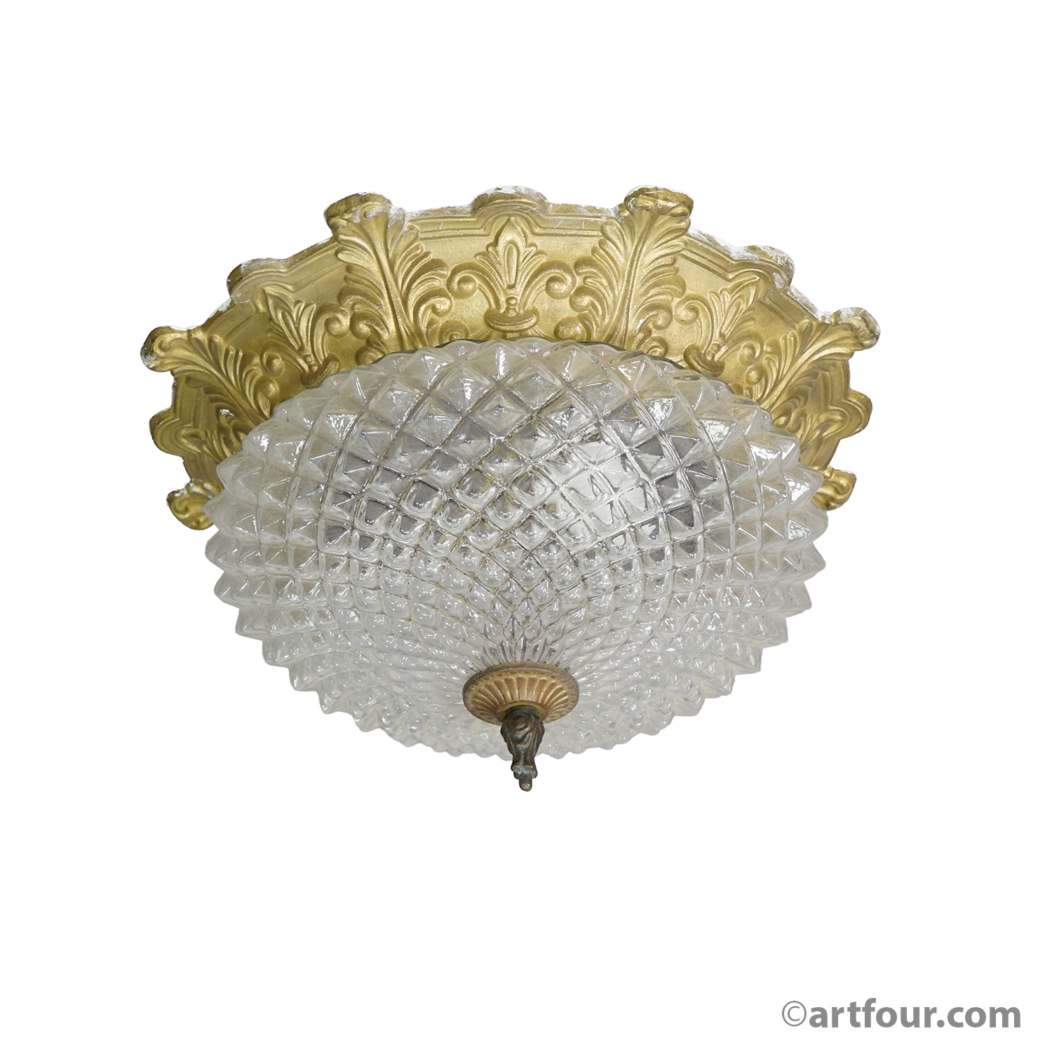 Antique Art Deco Ceiling Light / Flush Mount (Plafoniere), 1950s