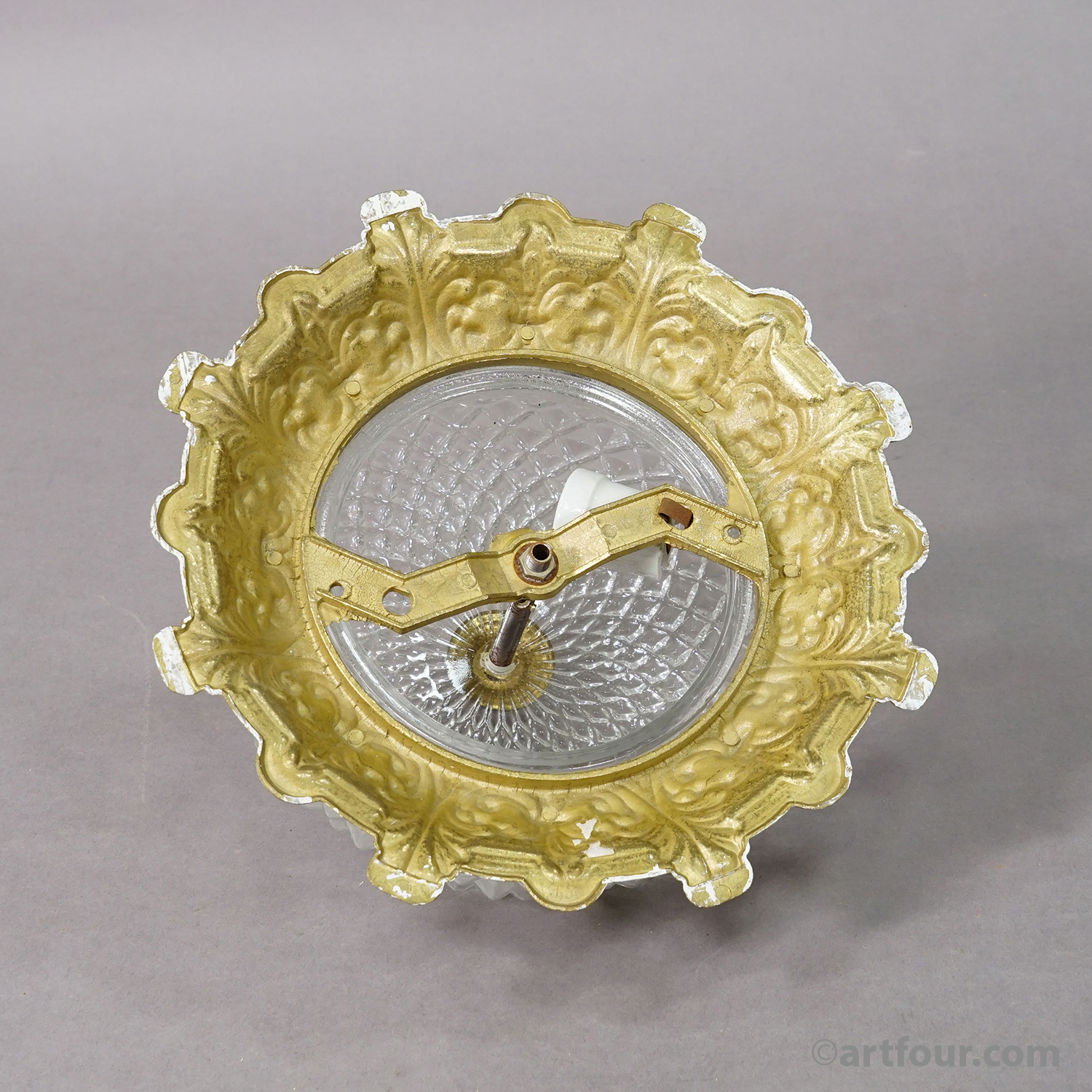 Antique Art Deco Ceiling Light / Flush Mount (Plafoniere), 1950s