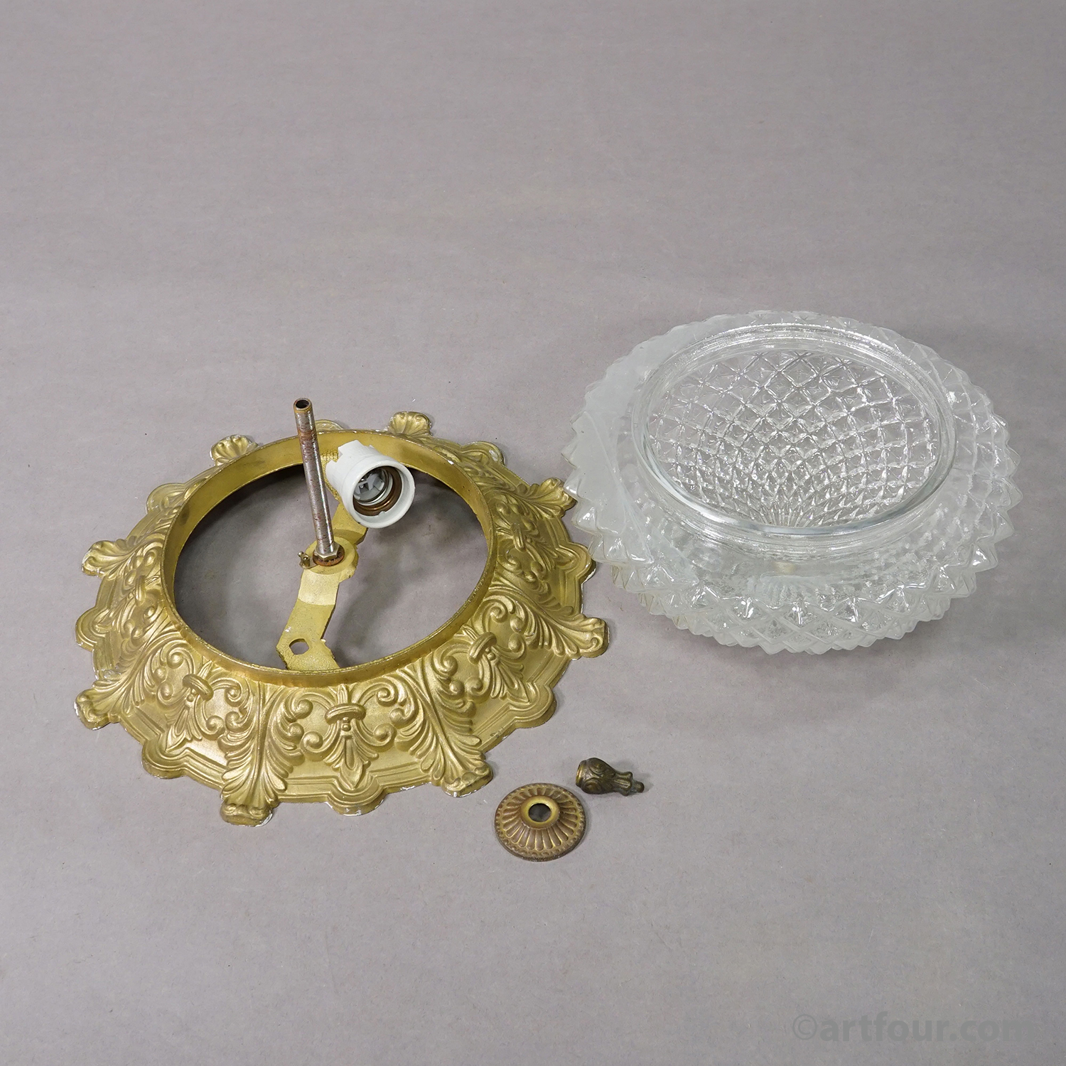 Antique Art Deco Ceiling Light / Flush Mount (Plafoniere), 1950s