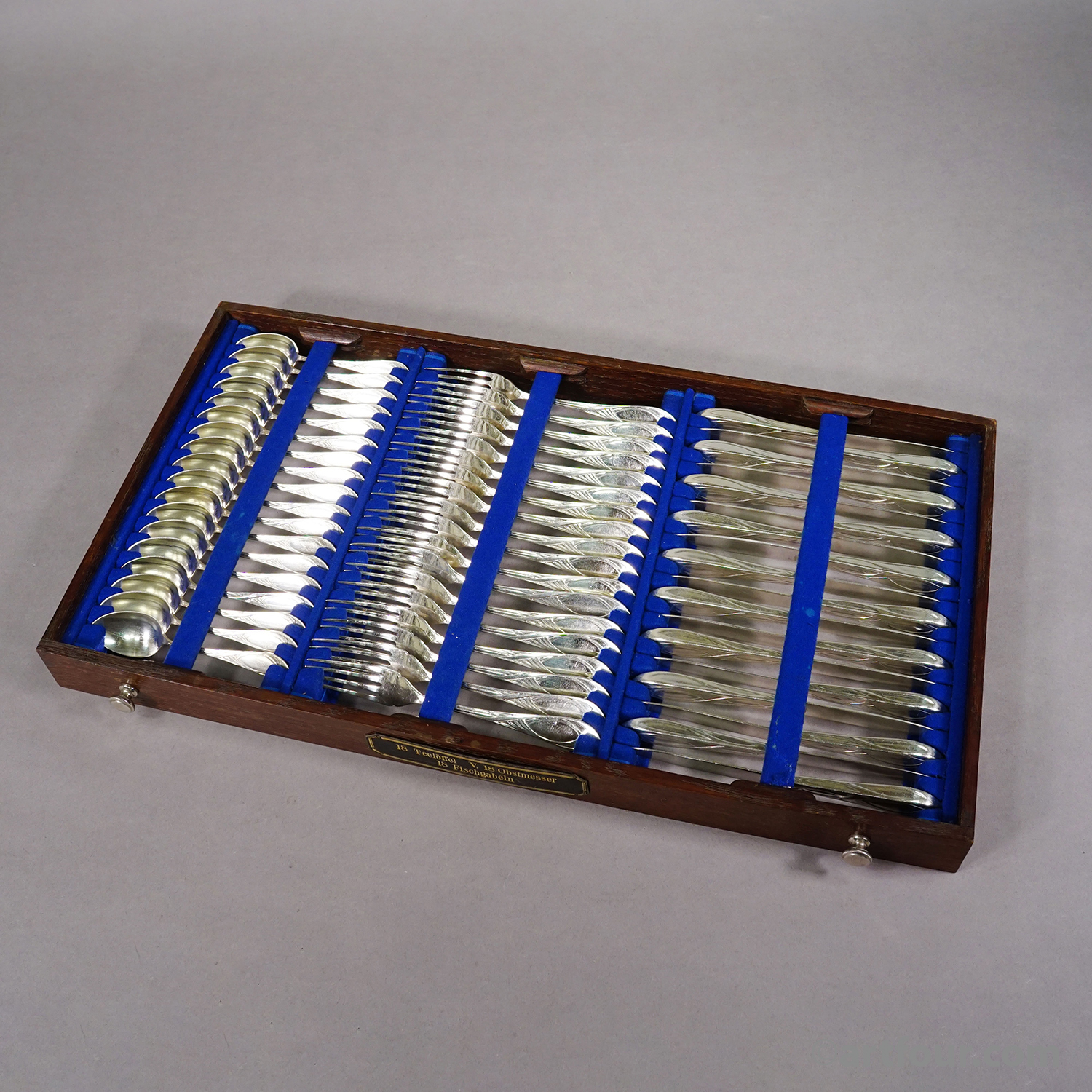 Antique 248 pcs. Art Nouveau Flatware Set with Cabinet by H. A. Juerst