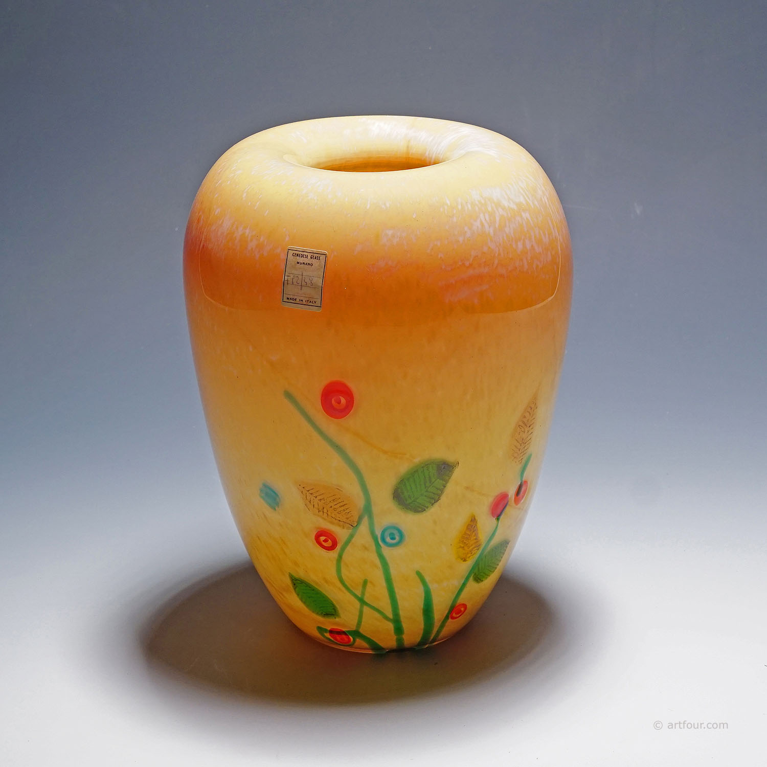Vintage Gino Cenedese Glass Vase with Fall Leaves 1960s