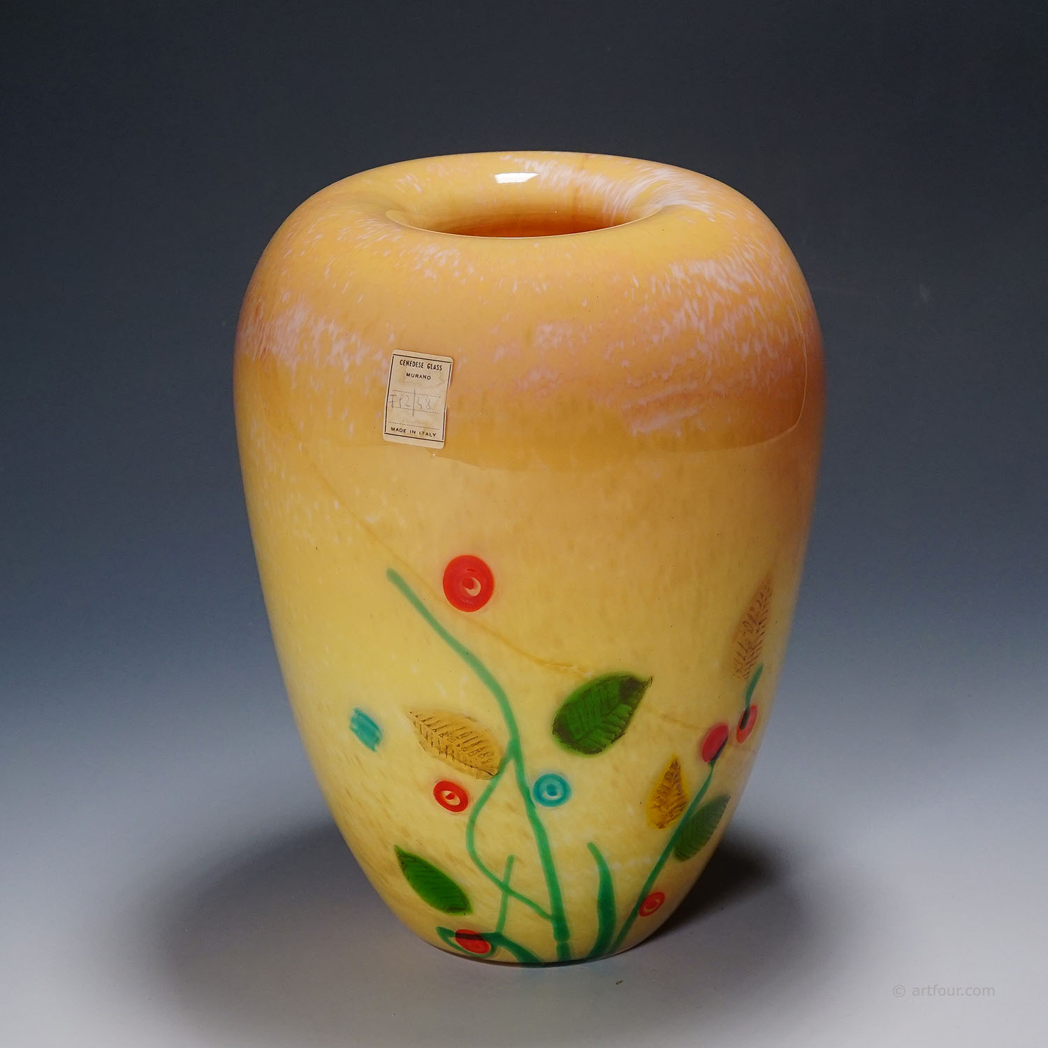 Vintage Gino Cenedese Glass Vase with Fall Leaves 1960s