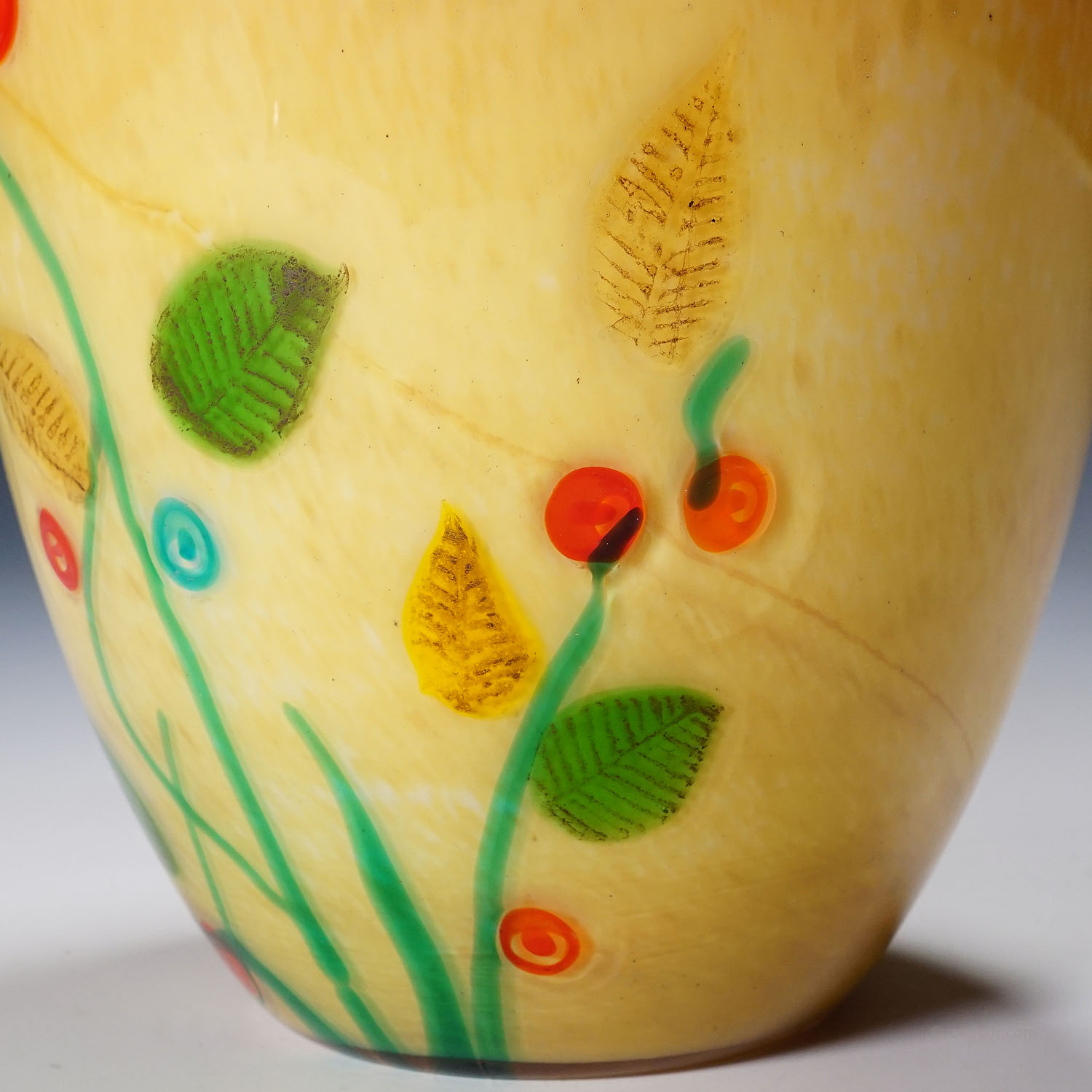 Vintage Gino Cenedese Glass Vase with Fall Leaves 1960s