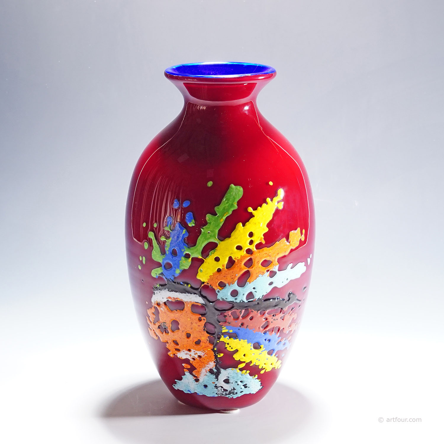 Vintage Gino Cenedese Glass Vase with Abstract Pattern 1960s