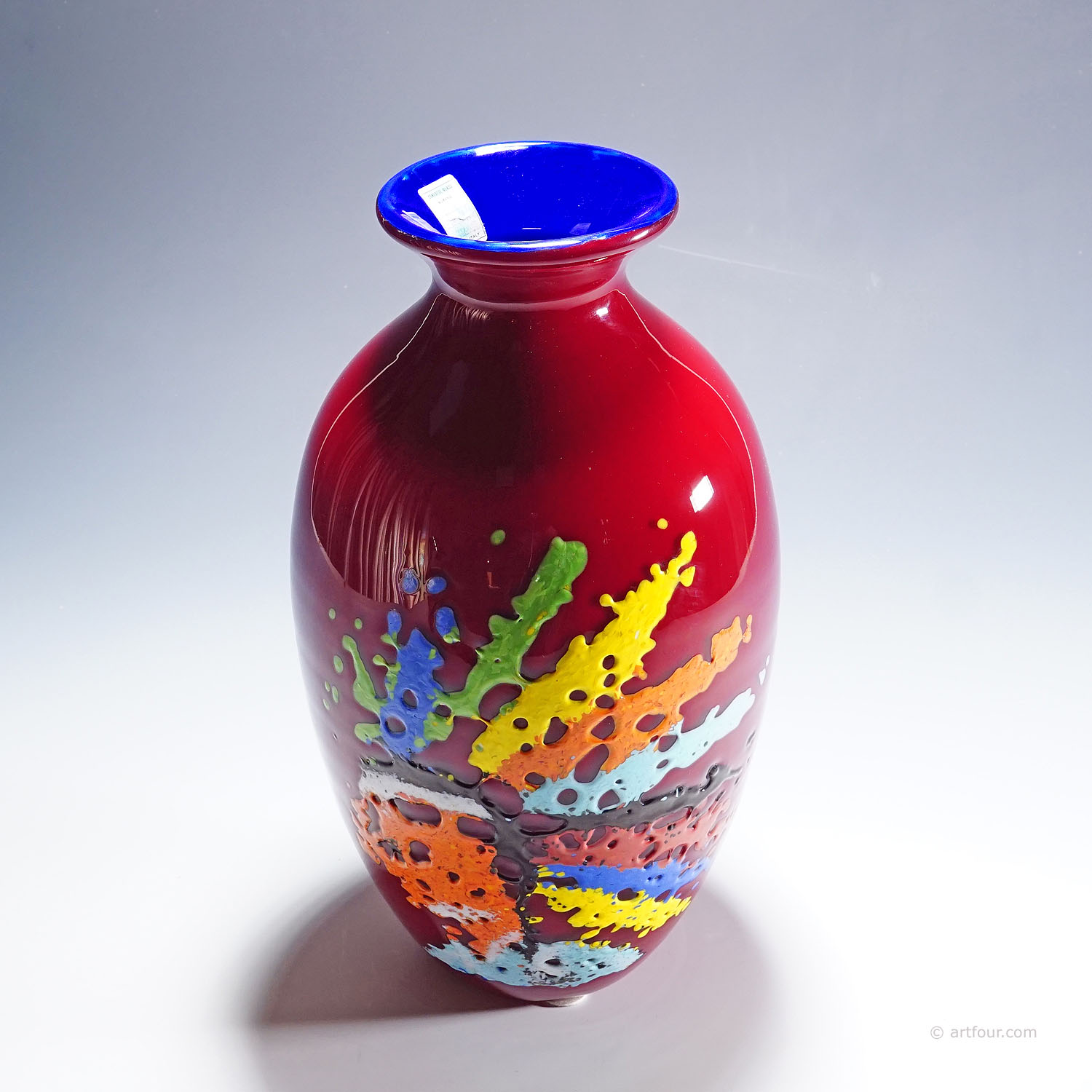 Vintage Gino Cenedese Glass Vase with Abstract Pattern 1960s