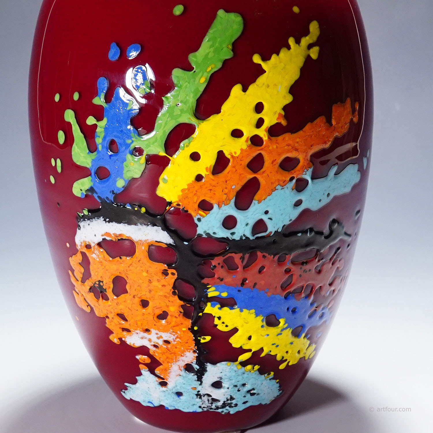 Vintage Gino Cenedese Glass Vase with Abstract Pattern 1960s