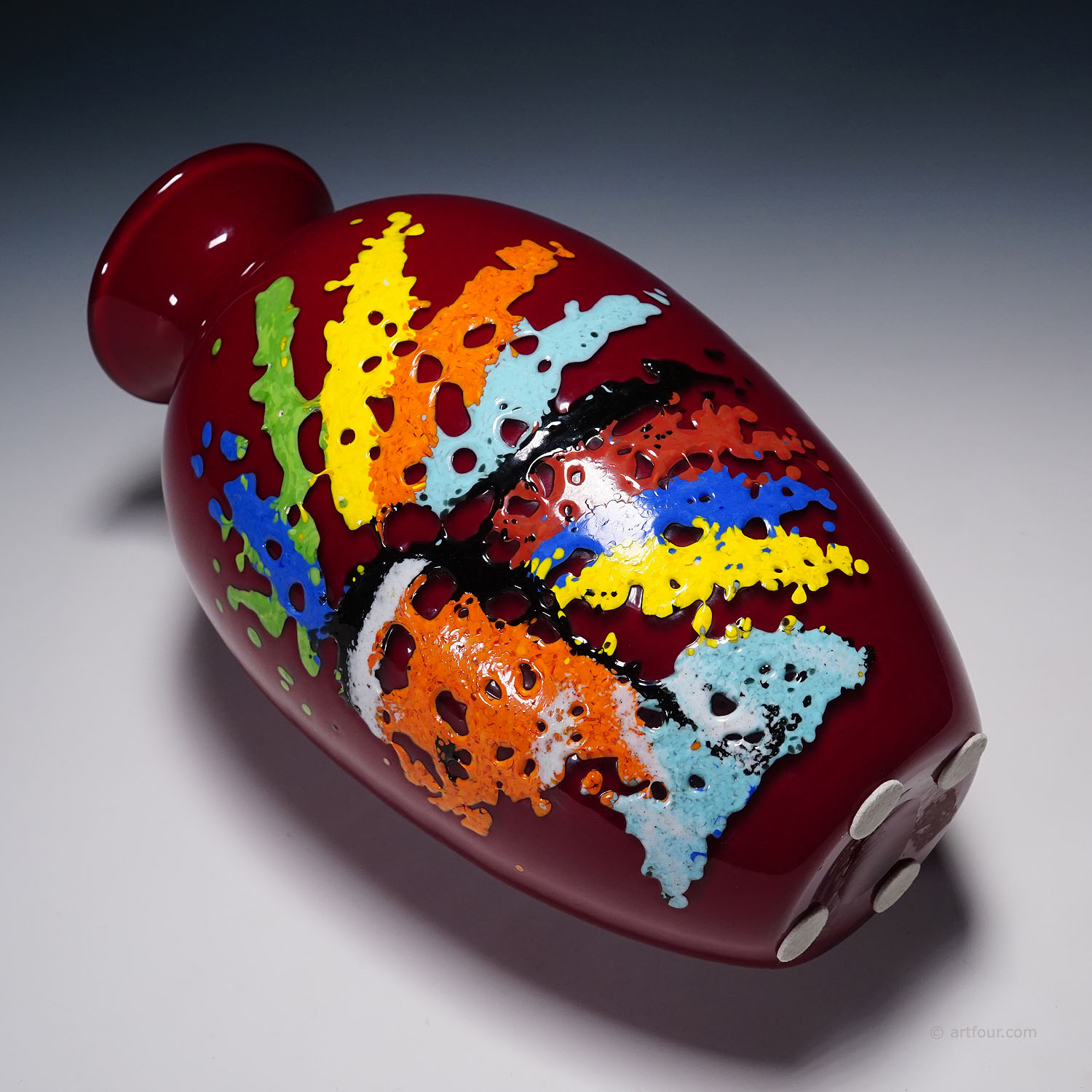 Vintage Gino Cenedese Glass Vase with Abstract Pattern 1960s