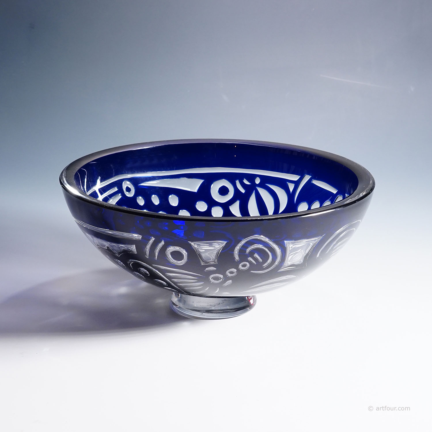 Rare Ariel Bowl 'Bacchus' by Lars Hellsten for Orrefors, Sweden
