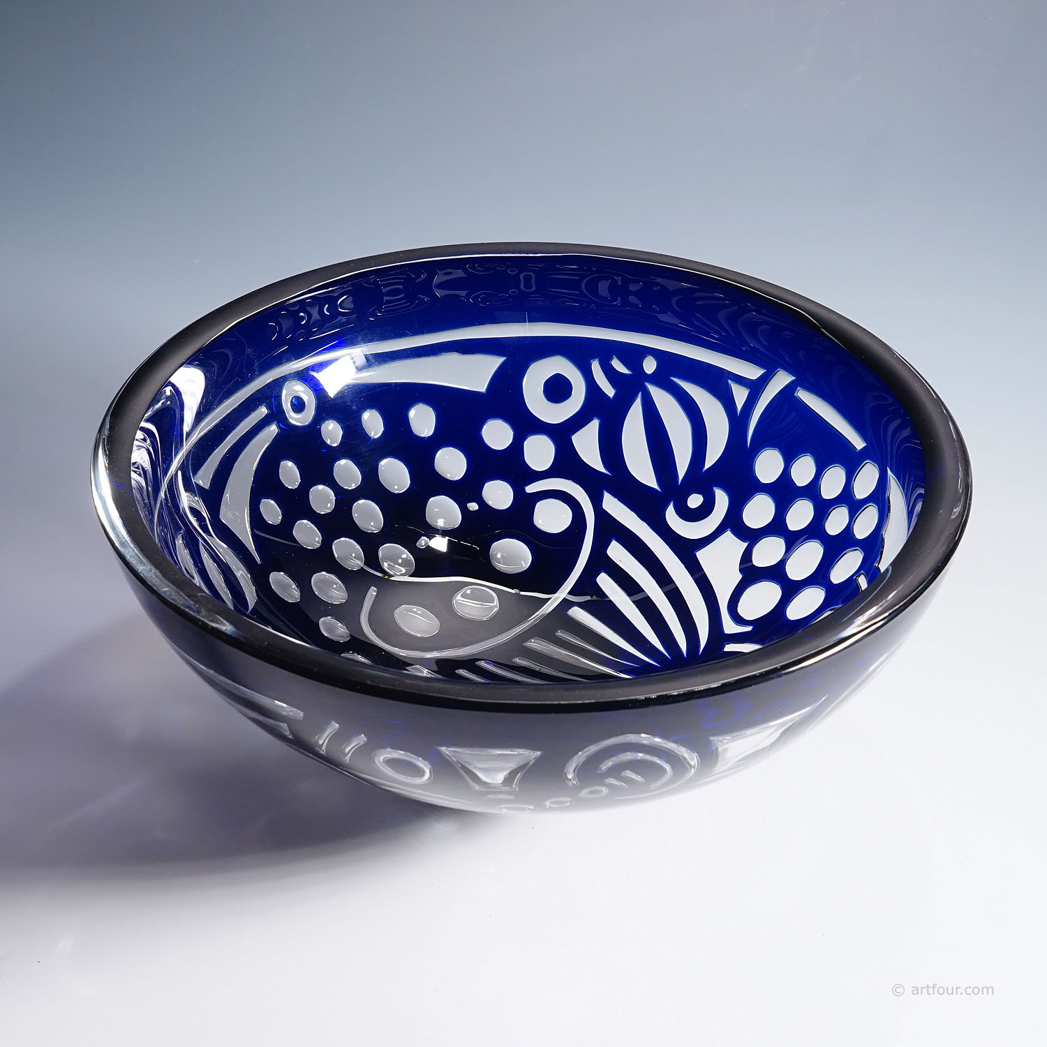 Rare Ariel Bowl 'Bacchus' by Lars Hellsten for Orrefors, Sweden