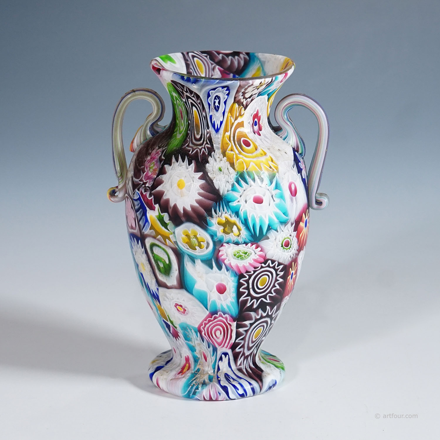 Large Multicolored Millefiori Vase, Fratelli Toso Murano ca. 1920s