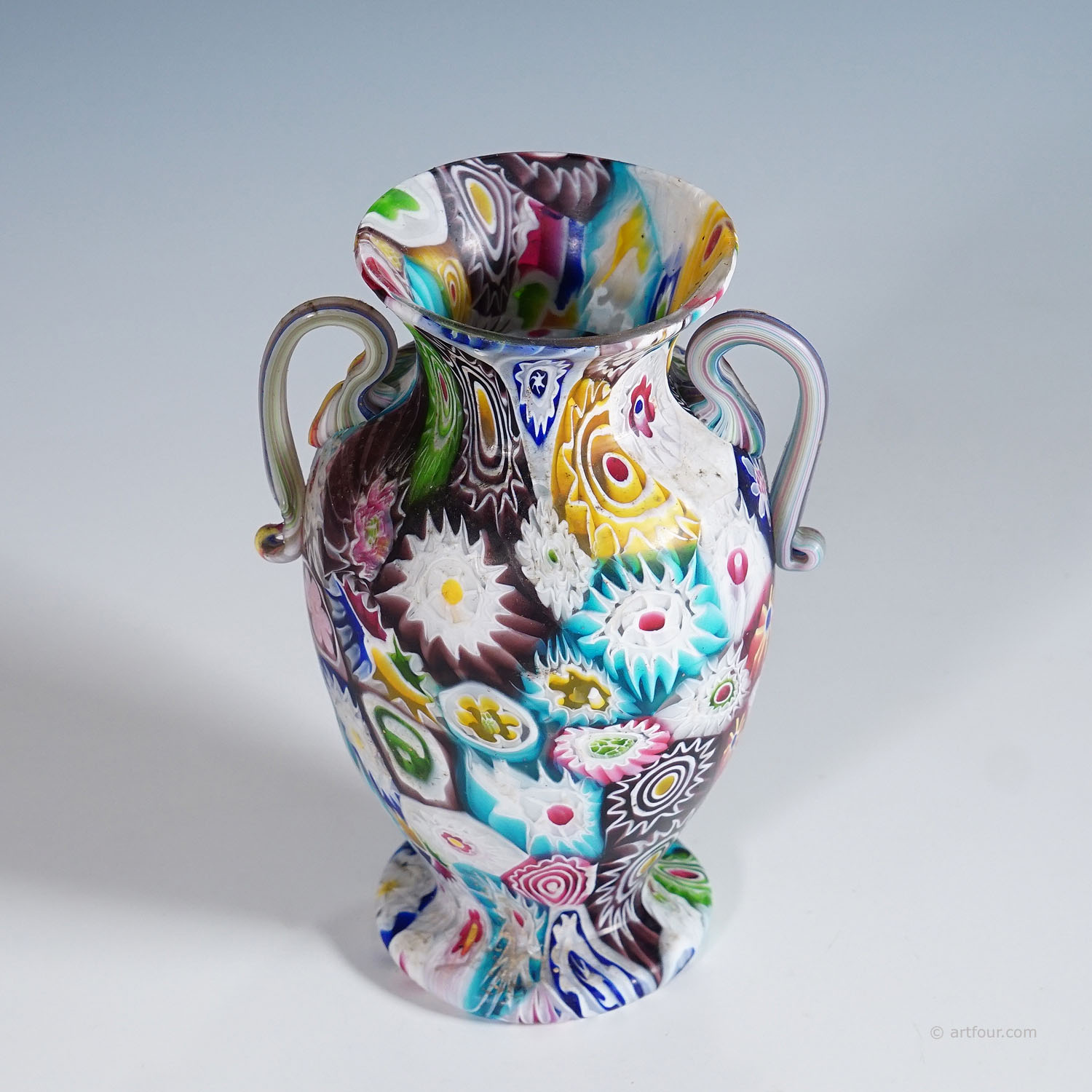 Large Multicolored Millefiori Vase, Fratelli Toso Murano ca. 1920s