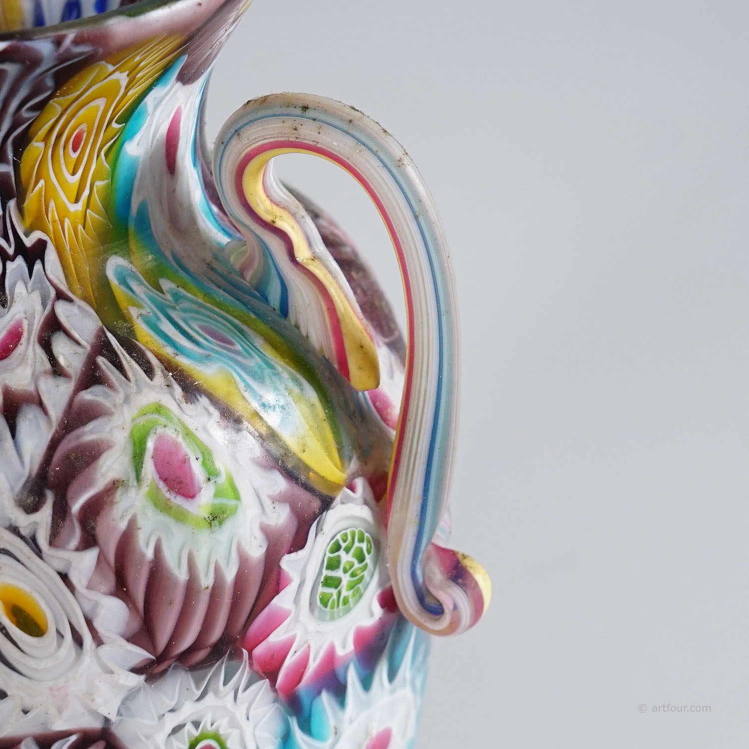 Large Multicolored Millefiori Vase, Fratelli Toso Murano ca. 1920s