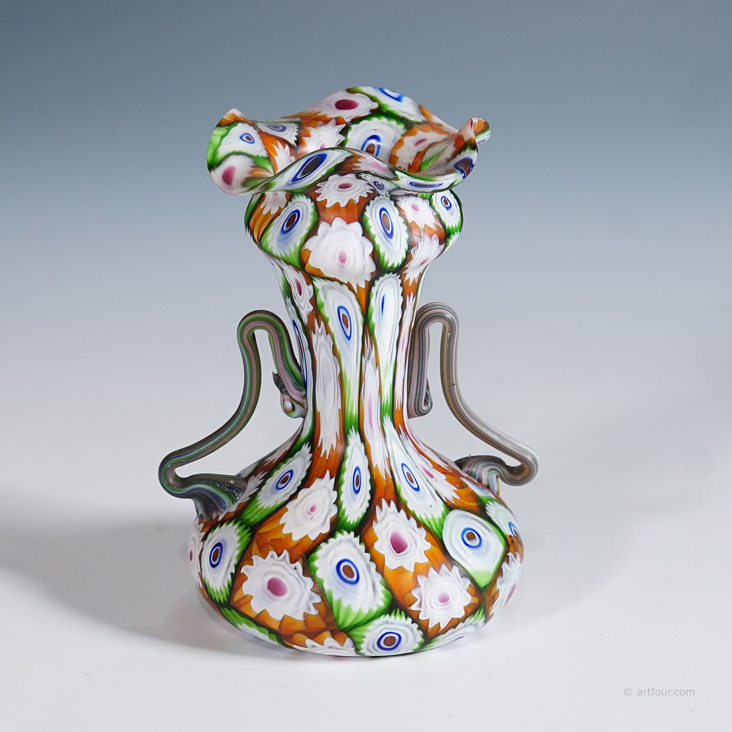 Great Multicolored Millefiori Vase, Fratelli Toso Murano ca. 1920s
